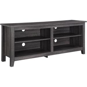 Walker Edison Wren Classic 4 Cubby TV Stand for TVs up to 65 Inches, 58 Inch, Brown(Charcoal Grey)