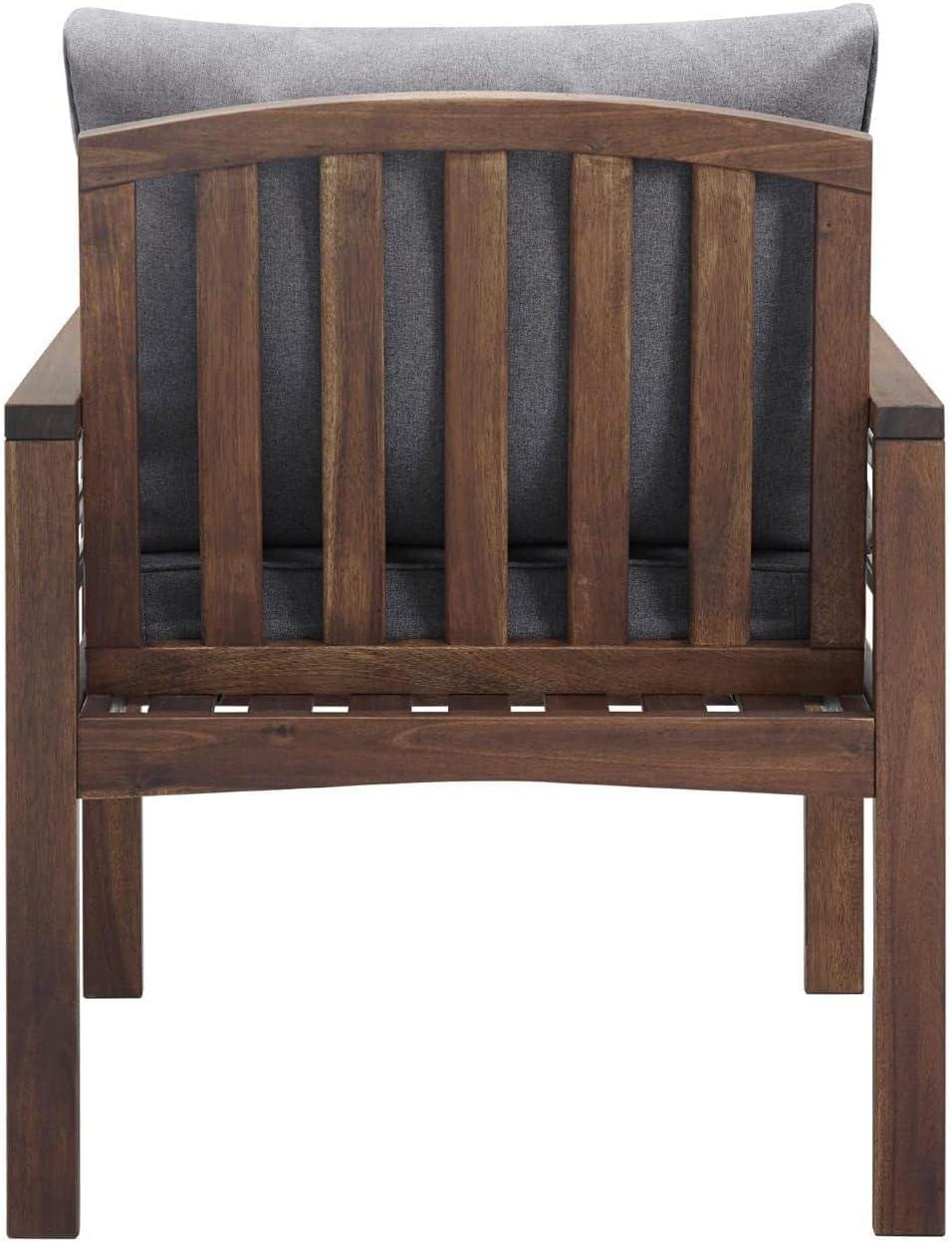 imageWalker Edison 2 Person Outdoor Patio Modern Wood and Metal Loveseat with Washable Cushions All Weather Backyard Conversation Garden Poolside Balcony 48 Inch Dark Brown and GreyChair Set