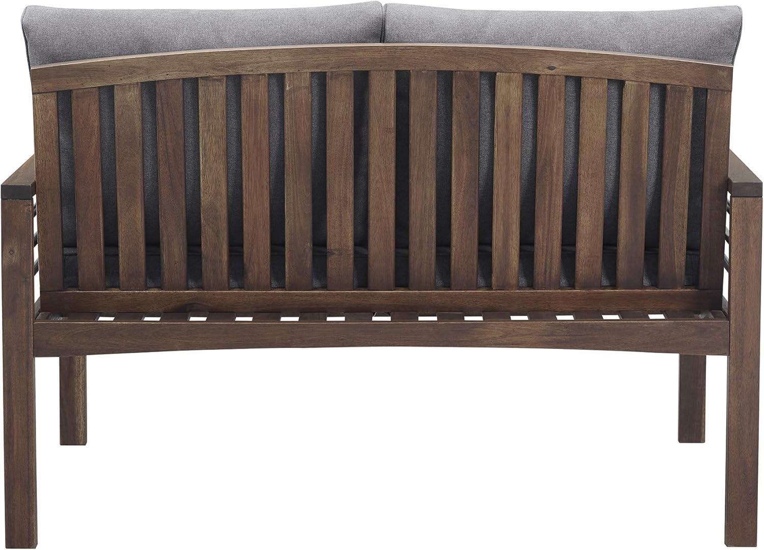 imageWalker Edison 2 Person Outdoor Patio Modern Wood and Metal Loveseat with Washable Cushions All Weather Backyard Conversation Garden Poolside Balcony 48 Inch Dark Brown and GreyLoveseat