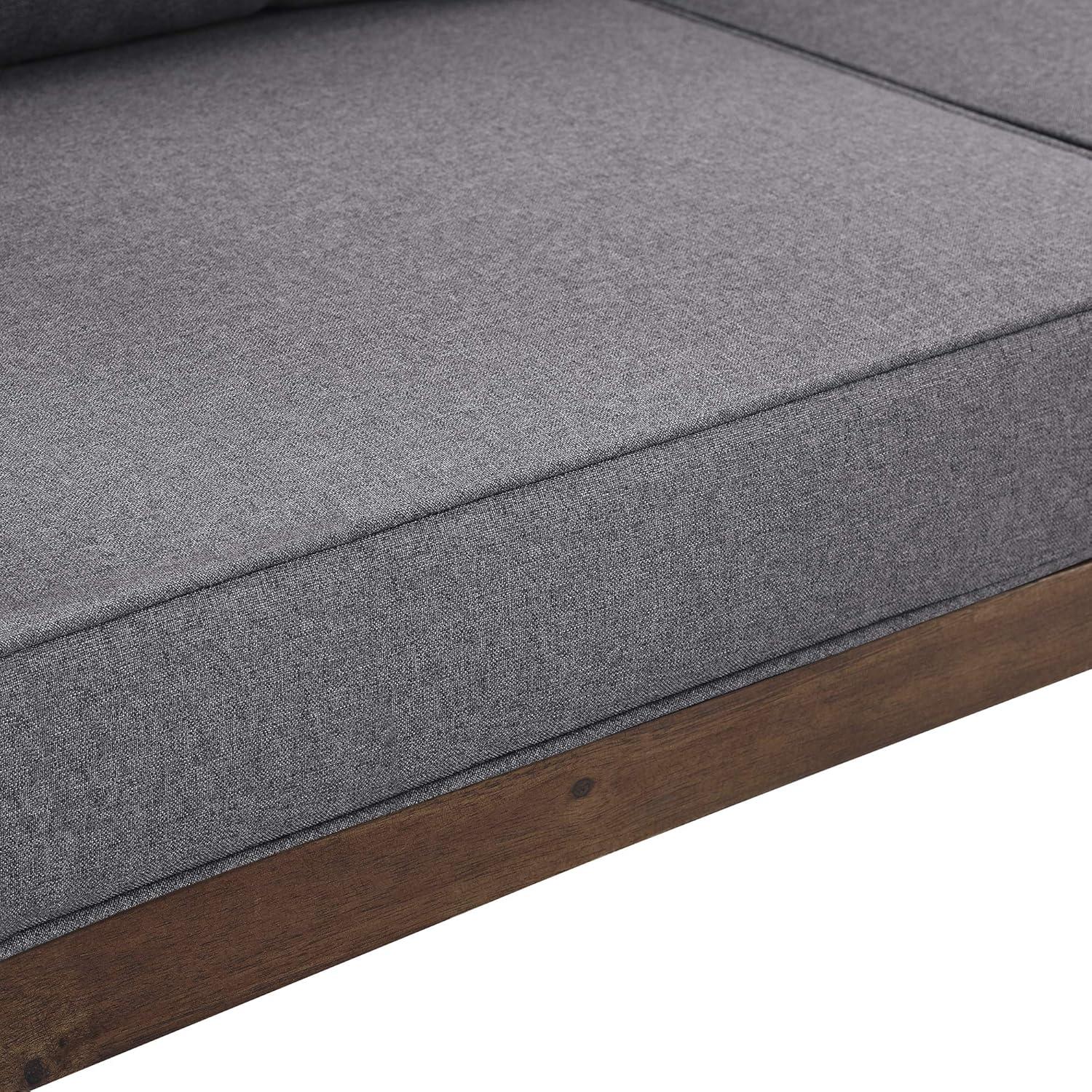 imageWalker Edison 2 Person Outdoor Patio Modern Wood and Metal Loveseat with Washable Cushions All Weather Backyard Conversation Garden Poolside Balcony 48 Inch Dark Brown and GreyLoveseat