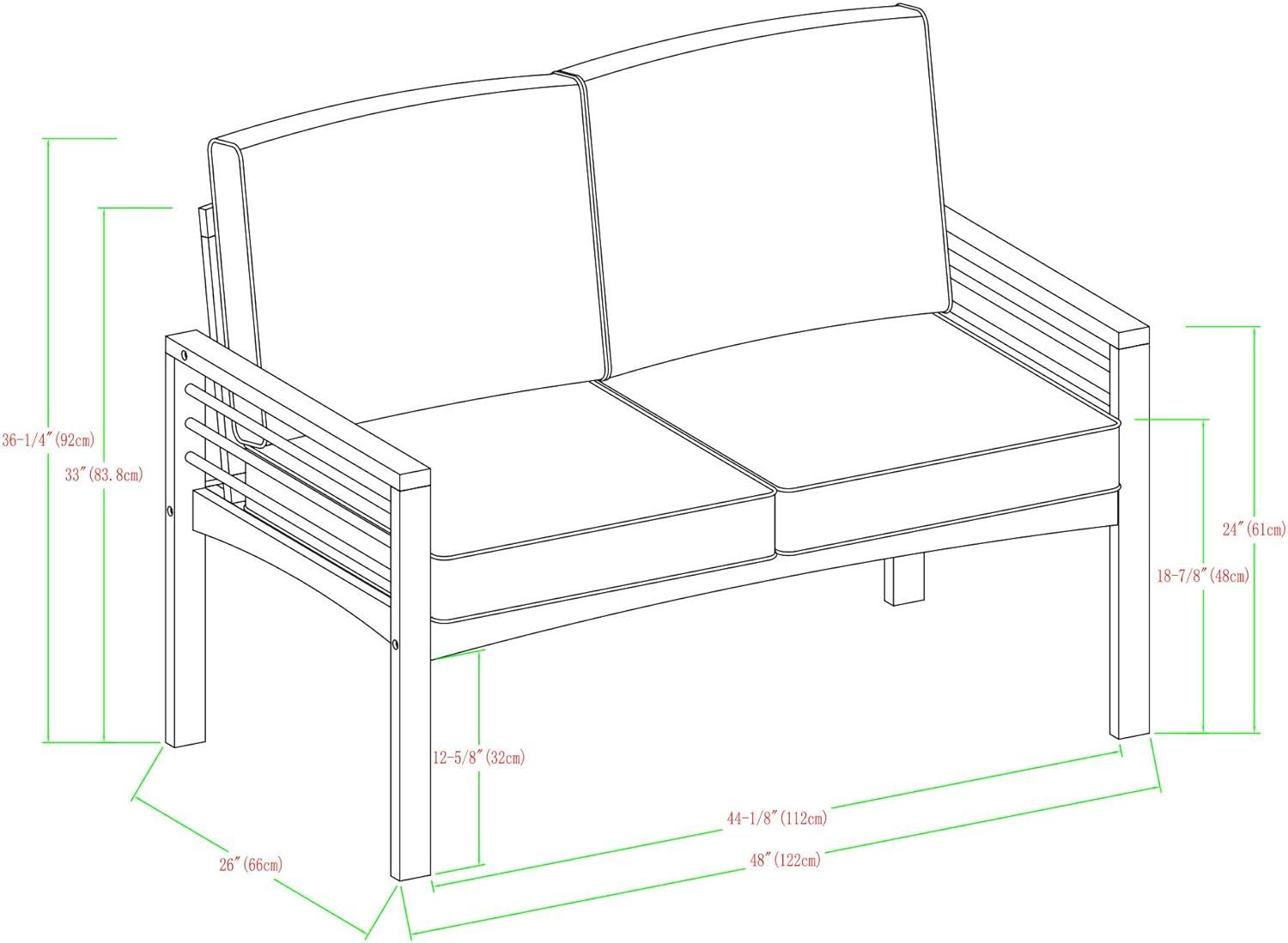 imageWalker Edison 2 Person Outdoor Patio Modern Wood and Metal Loveseat with Washable Cushions All Weather Backyard Conversation Garden Poolside Balcony 48 Inch Dark Brown and GreyLoveseat