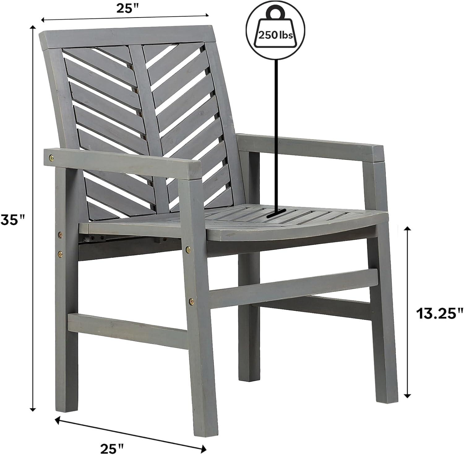 imageWalker Edison 2 Piece Outdoor Patio Chevron Wood Chair Set All Weather Backyard Conversation Garden Poolside Balcony Set of 2 GreyGrey