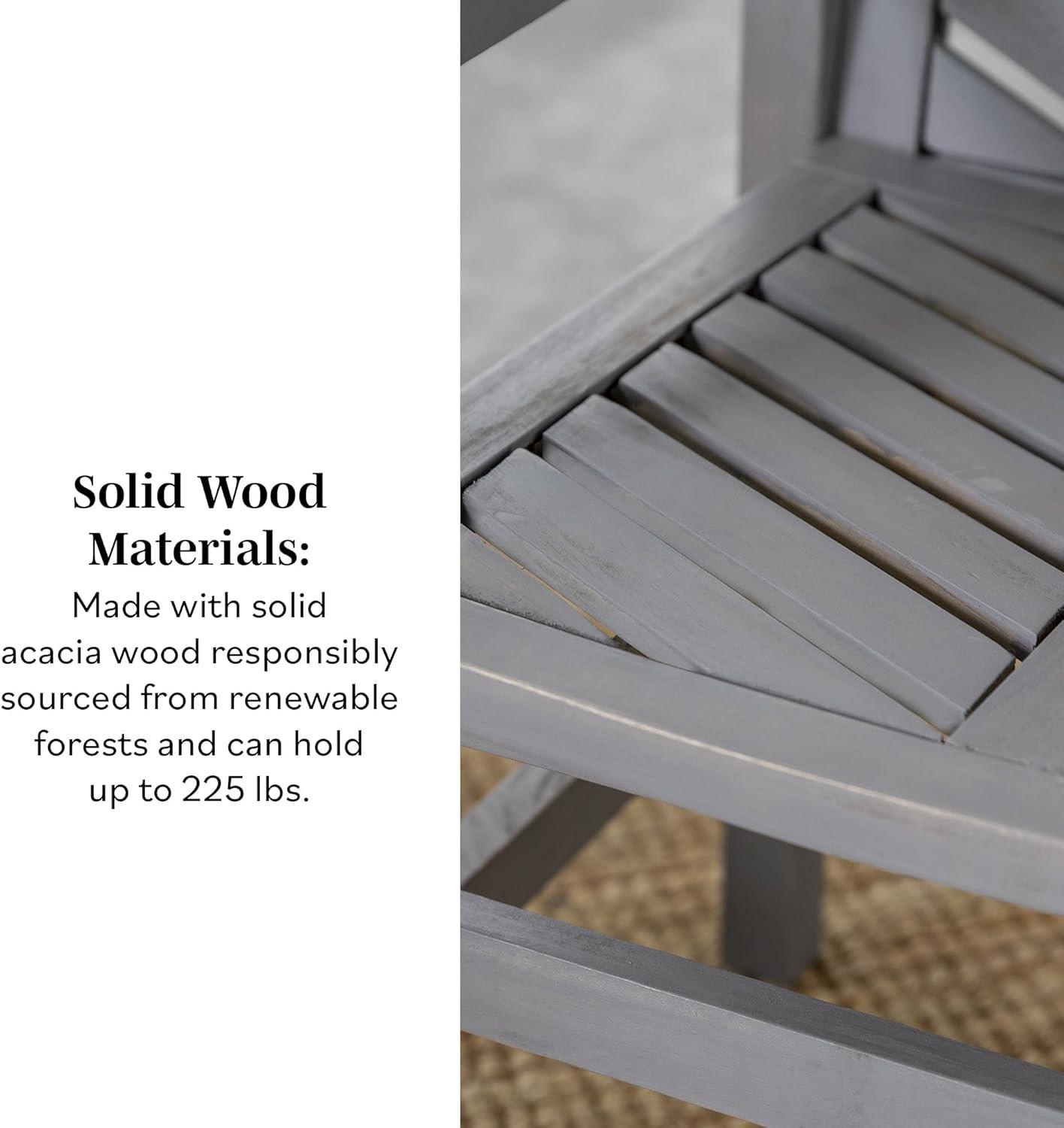 imageWalker Edison 2 Piece Outdoor Patio Chevron Wood Chair Set All Weather Backyard Conversation Garden Poolside Balcony Set of 2 GreyGrey