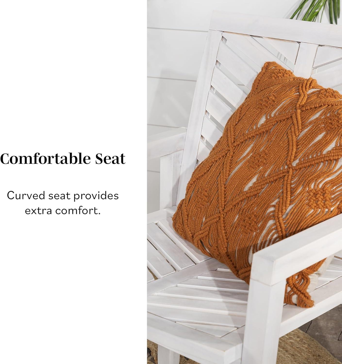 imageWalker Edison 2 Piece Outdoor Patio Chevron Wood Chair Set All Weather Backyard Conversation Garden Poolside Balcony Set of 2 GreyWhite Wash