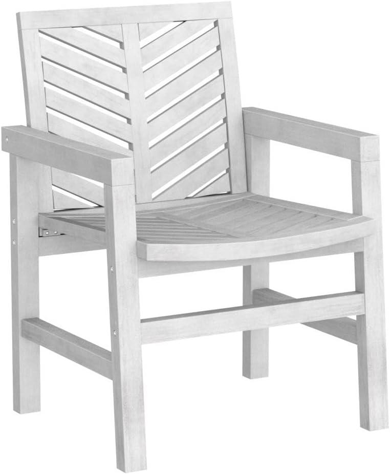 imageWalker Edison 2 Piece Outdoor Patio Chevron Wood Chair Set All Weather Backyard Conversation Garden Poolside Balcony Set of 2 GreyWhite Wash