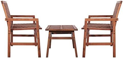 imageWalker Edison 3 Person Outdoor Patio Chevron Wood Dining Bench All Weather Backyard Conversation Garden Poolside Balcony 53 Inch BrownBrown