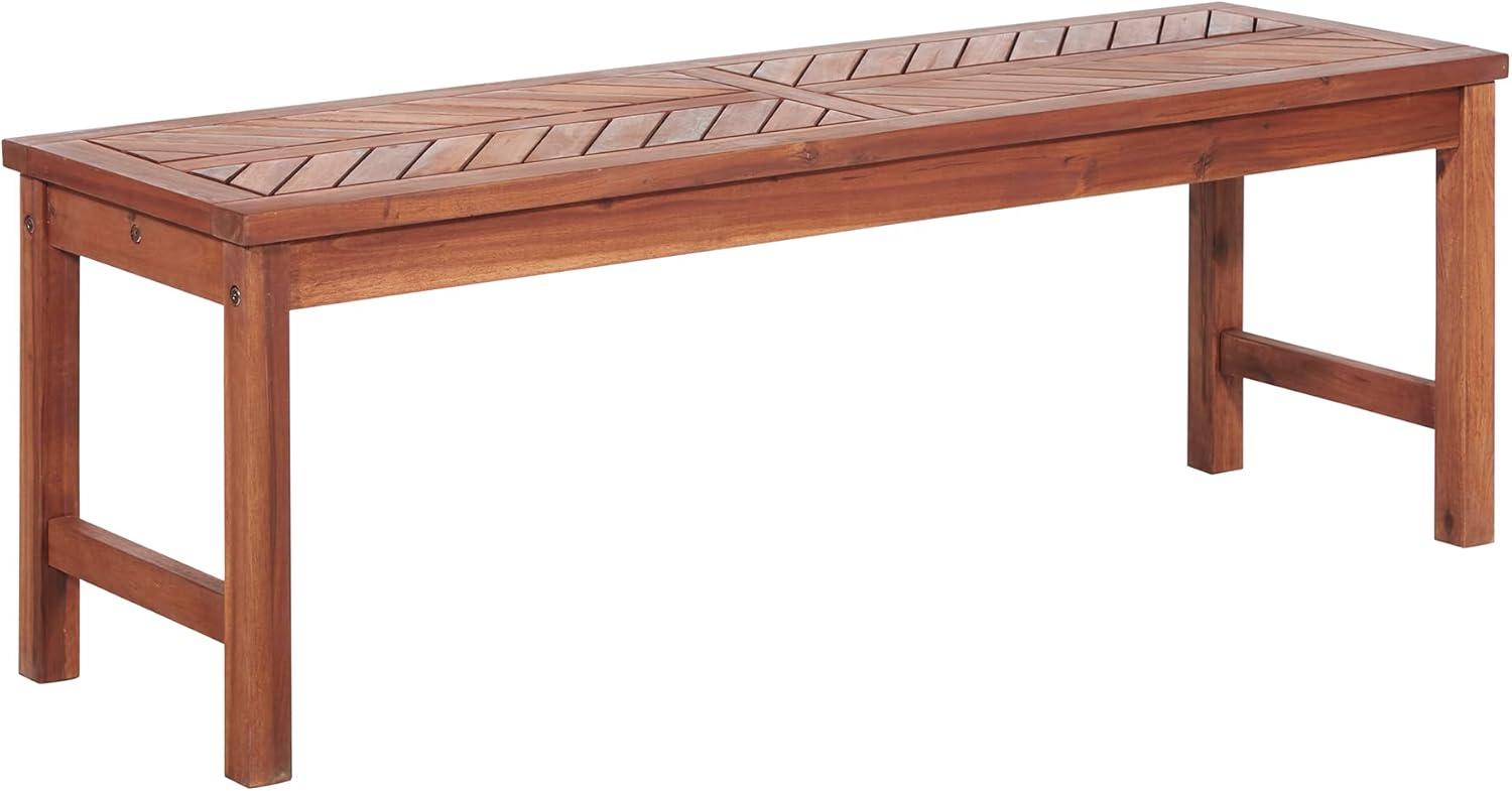 imageWalker Edison 3 Person Outdoor Patio Chevron Wood Dining Bench All Weather Backyard Conversation Garden Poolside Balcony 53 Inch BrownBrown