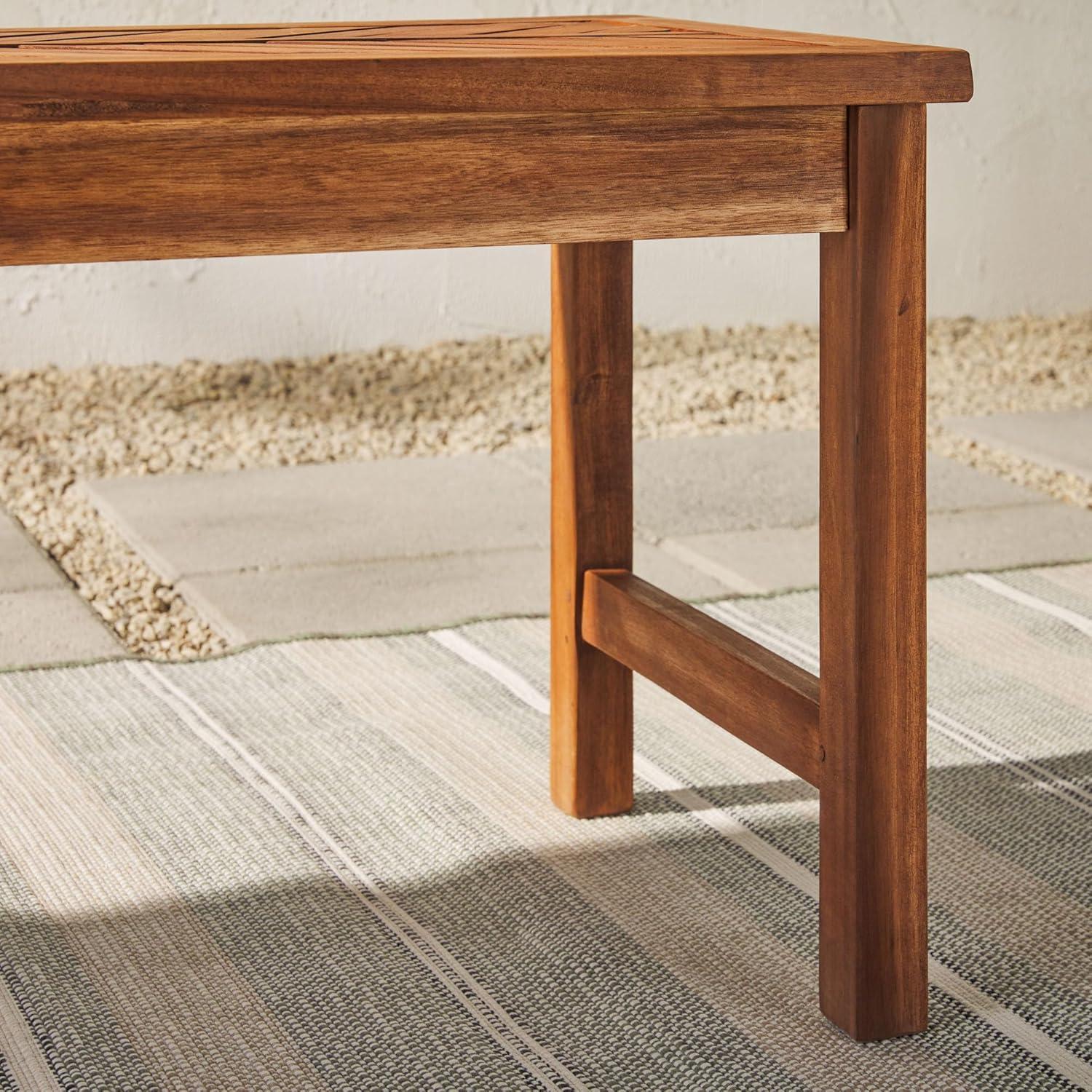 imageWalker Edison 3 Person Outdoor Patio Chevron Wood Dining Bench All Weather Backyard Conversation Garden Poolside Balcony 53 Inch BrownBrown