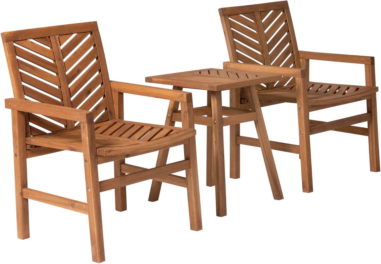 imageWalker Edison 3 Person Outdoor Patio Chevron Wood Dining Bench All Weather Backyard Conversation Garden Poolside Balcony 53 Inch BrownBrown