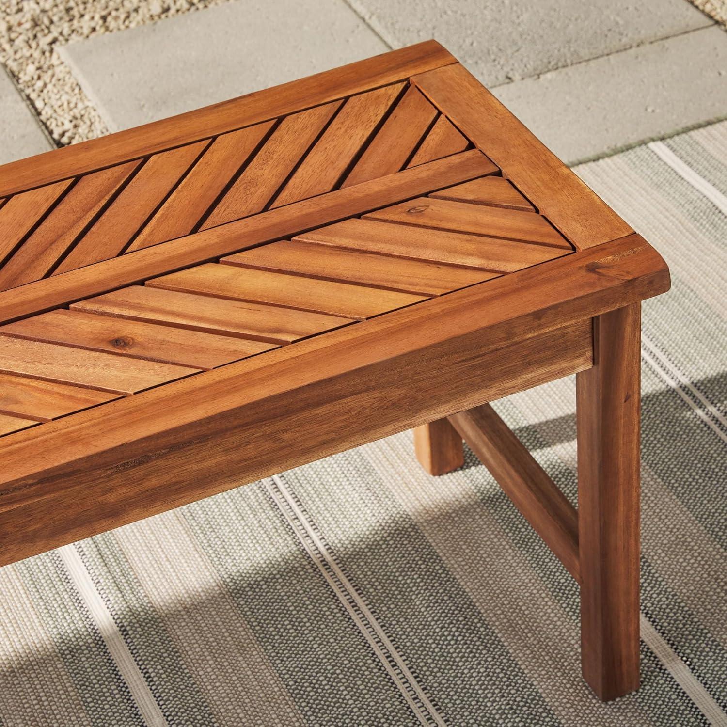 imageWalker Edison 3 Person Outdoor Patio Chevron Wood Dining Bench All Weather Backyard Conversation Garden Poolside Balcony 53 Inch BrownBrown