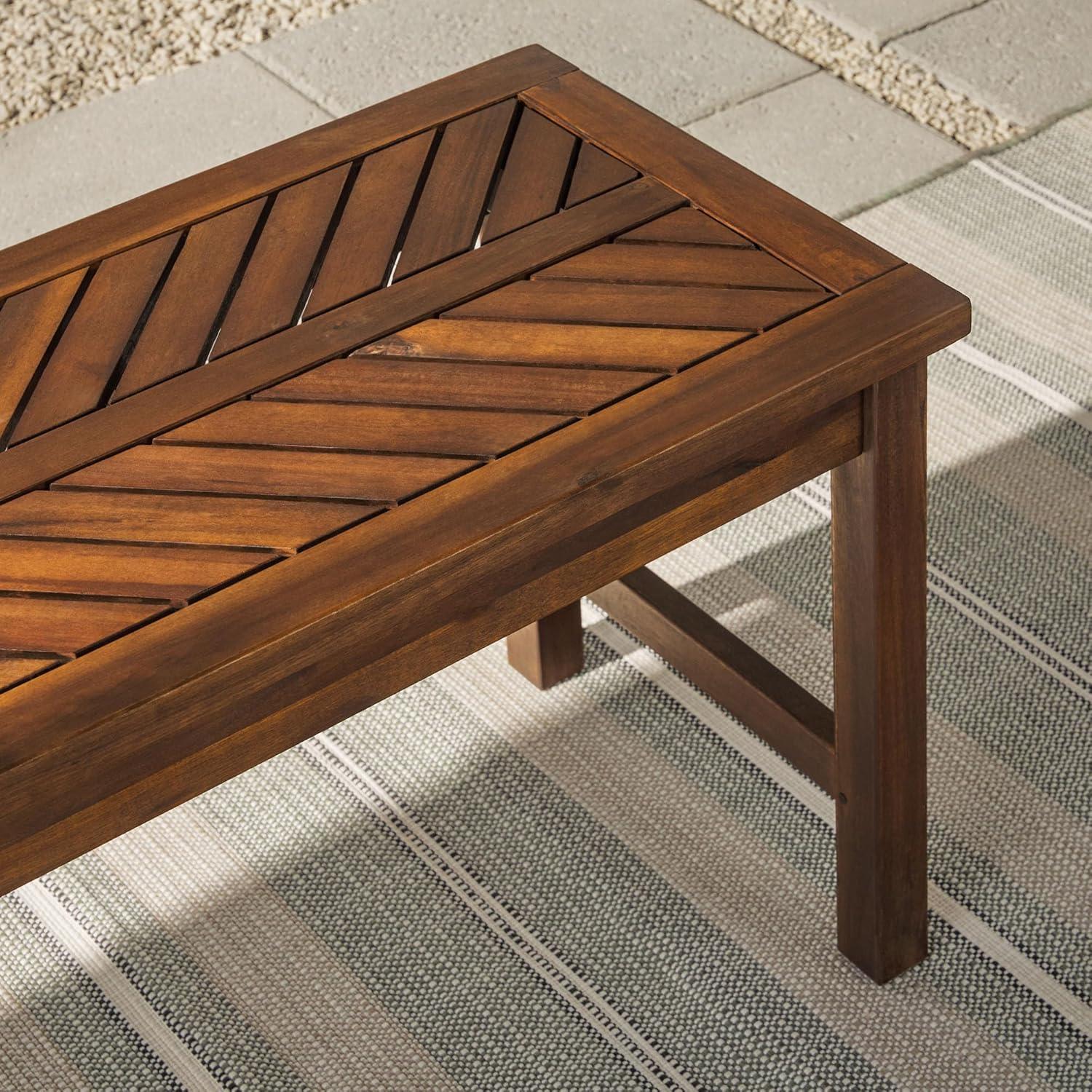 imageWalker Edison 3 Person Outdoor Patio Chevron Wood Dining Bench All Weather Backyard Conversation Garden Poolside Balcony 53 Inch BrownDark Brown