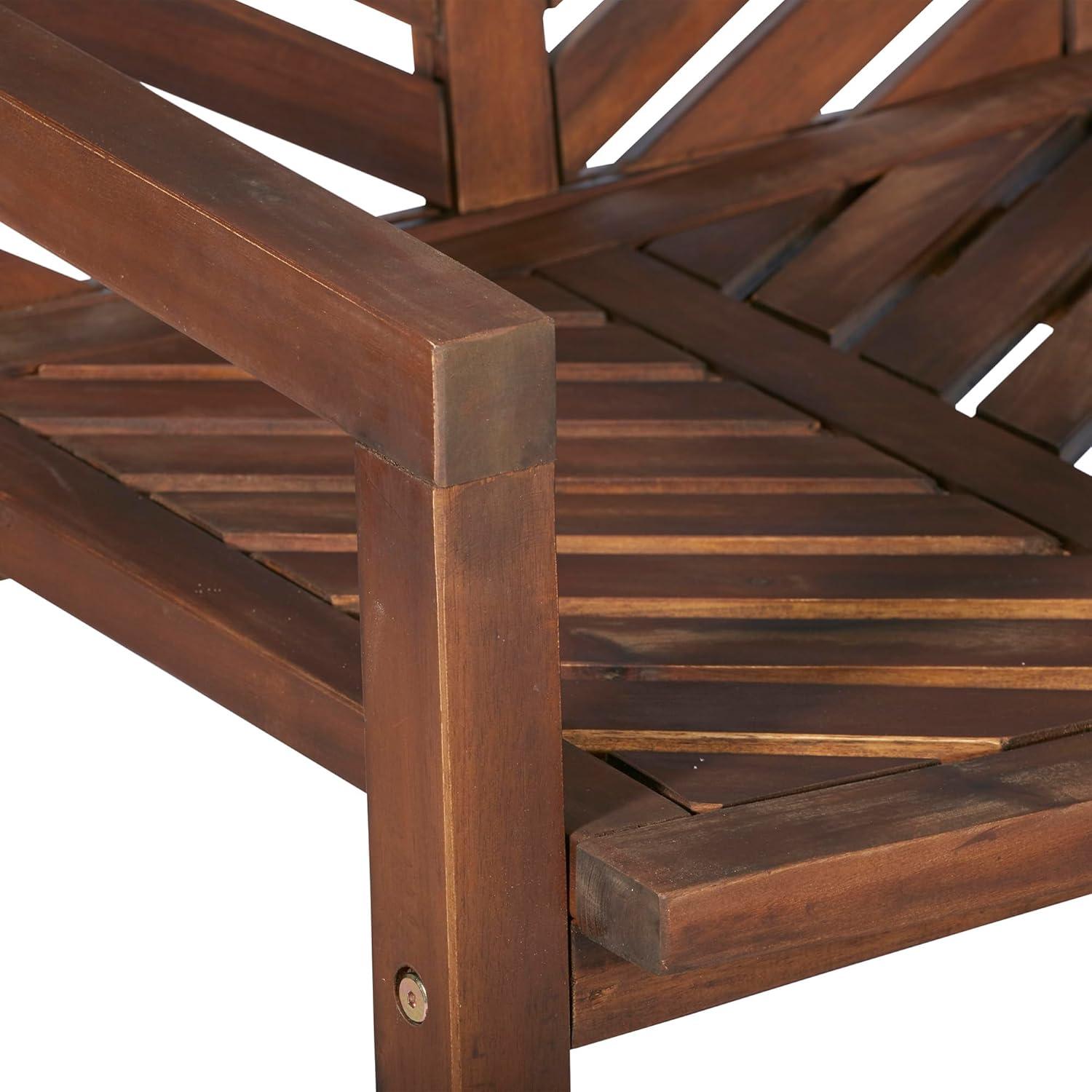 imageWalker Edison 3 Person Outdoor Patio Chevron Wood Dining Bench All Weather Backyard Conversation Garden Poolside Balcony 53 Inch BrownDark Brown