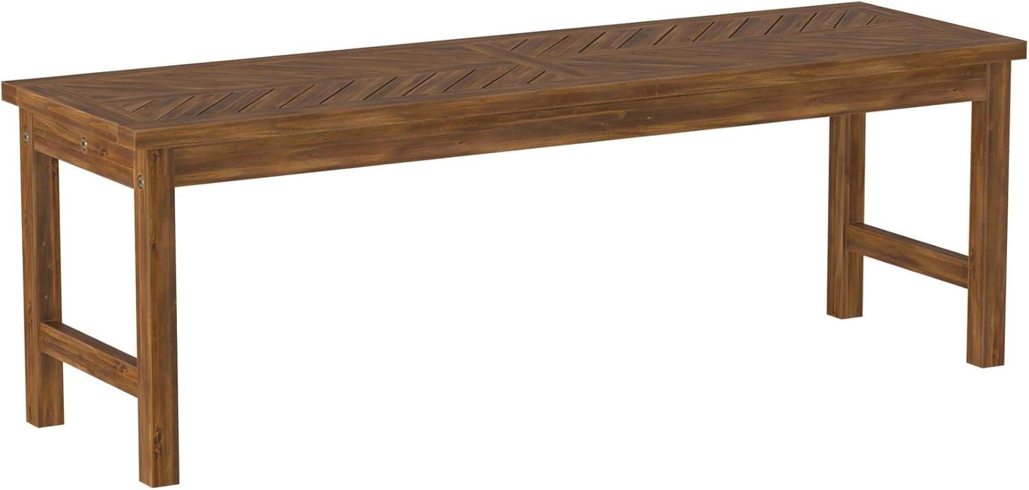 imageWalker Edison 3 Person Outdoor Patio Chevron Wood Dining Bench All Weather Backyard Conversation Garden Poolside Balcony 53 Inch BrownDark Brown