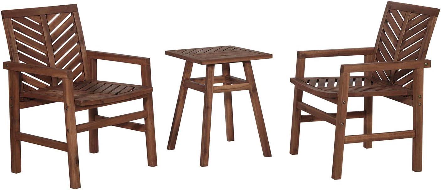 imageWalker Edison 3 Person Outdoor Patio Chevron Wood Dining Bench All Weather Backyard Conversation Garden Poolside Balcony 53 Inch BrownDark Brown