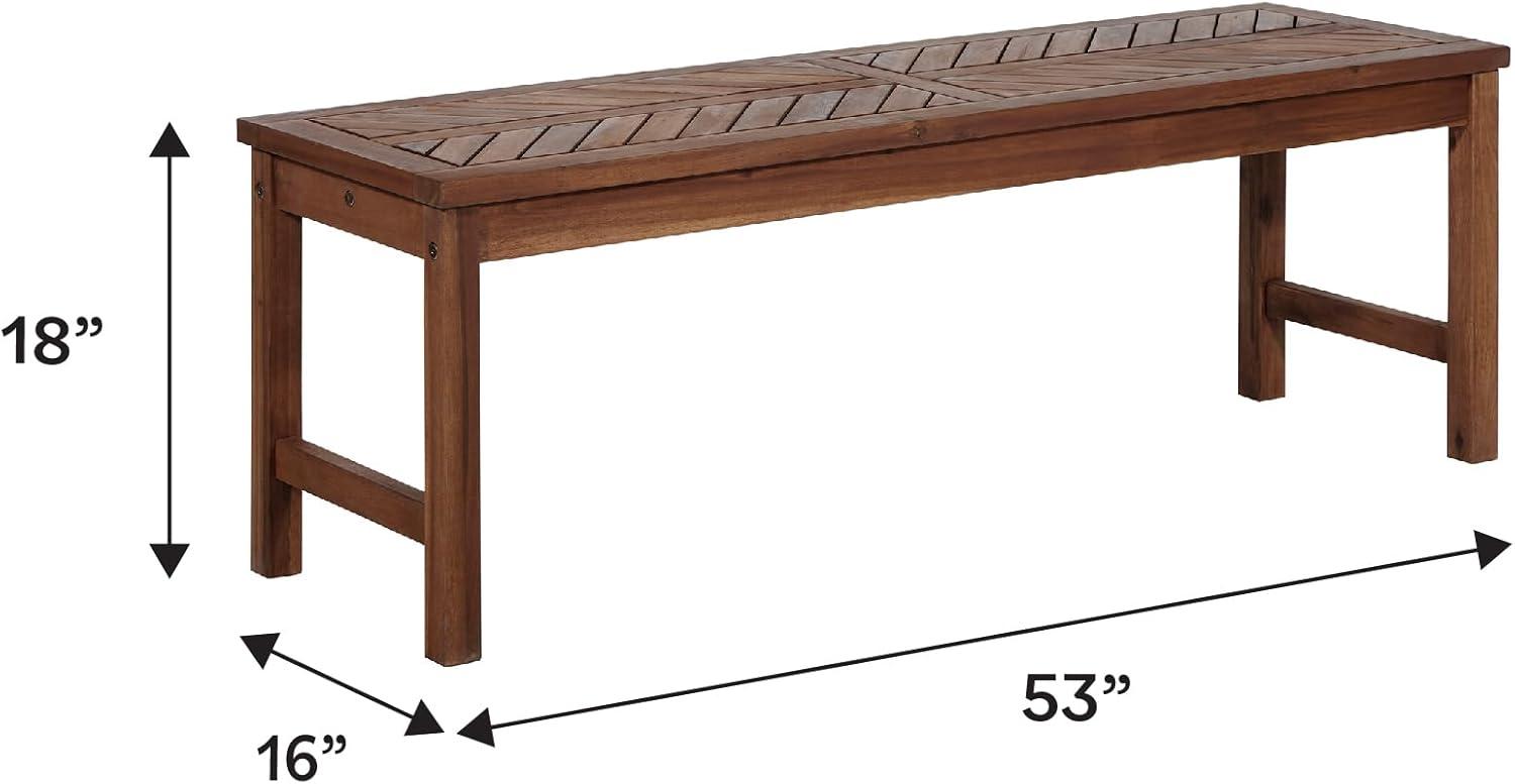 imageWalker Edison 3 Person Outdoor Patio Chevron Wood Dining Bench All Weather Backyard Conversation Garden Poolside Balcony 53 Inch BrownDark Brown