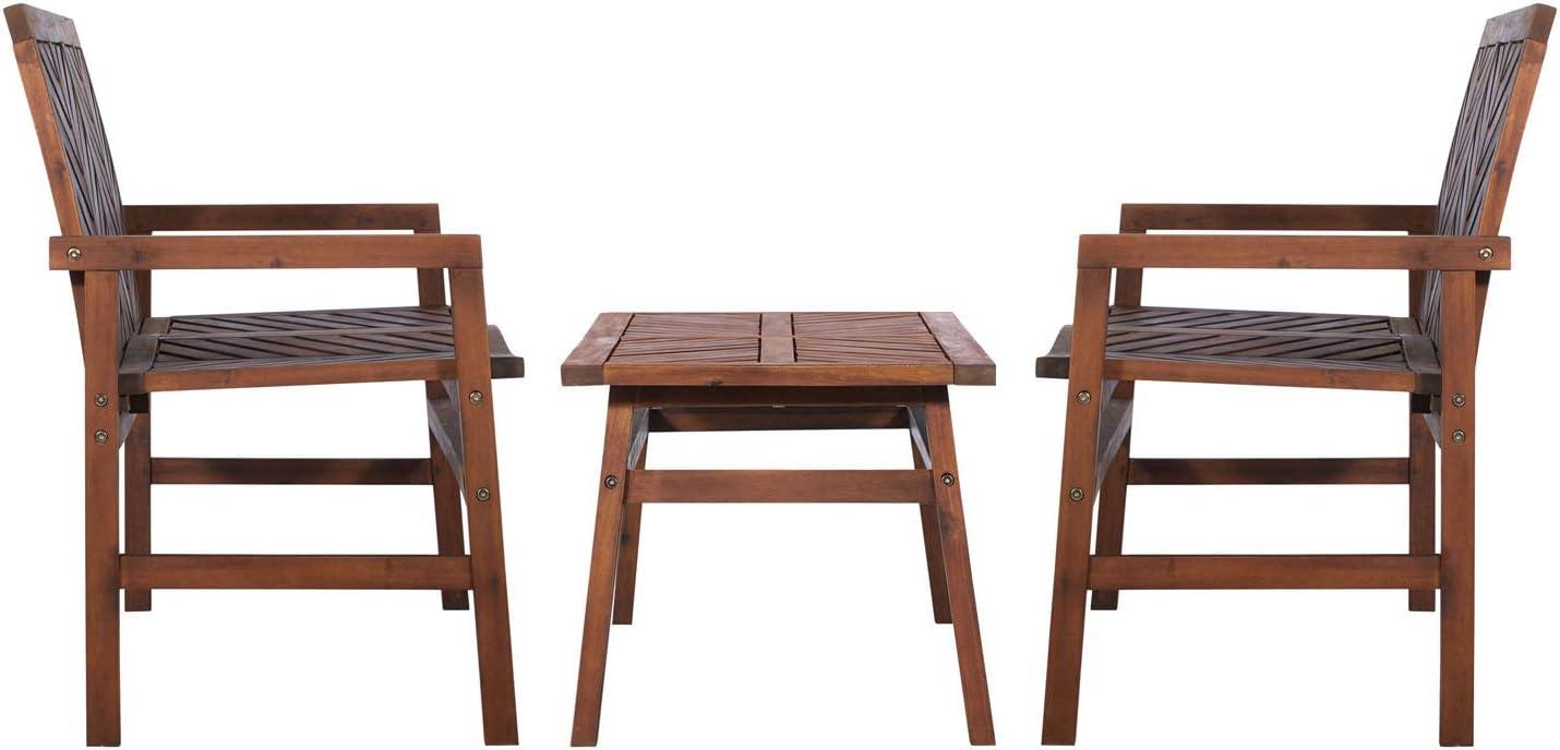 imageWalker Edison 3 Person Outdoor Patio Chevron Wood Dining Bench All Weather Backyard Conversation Garden Poolside Balcony 53 Inch BrownDark Brown