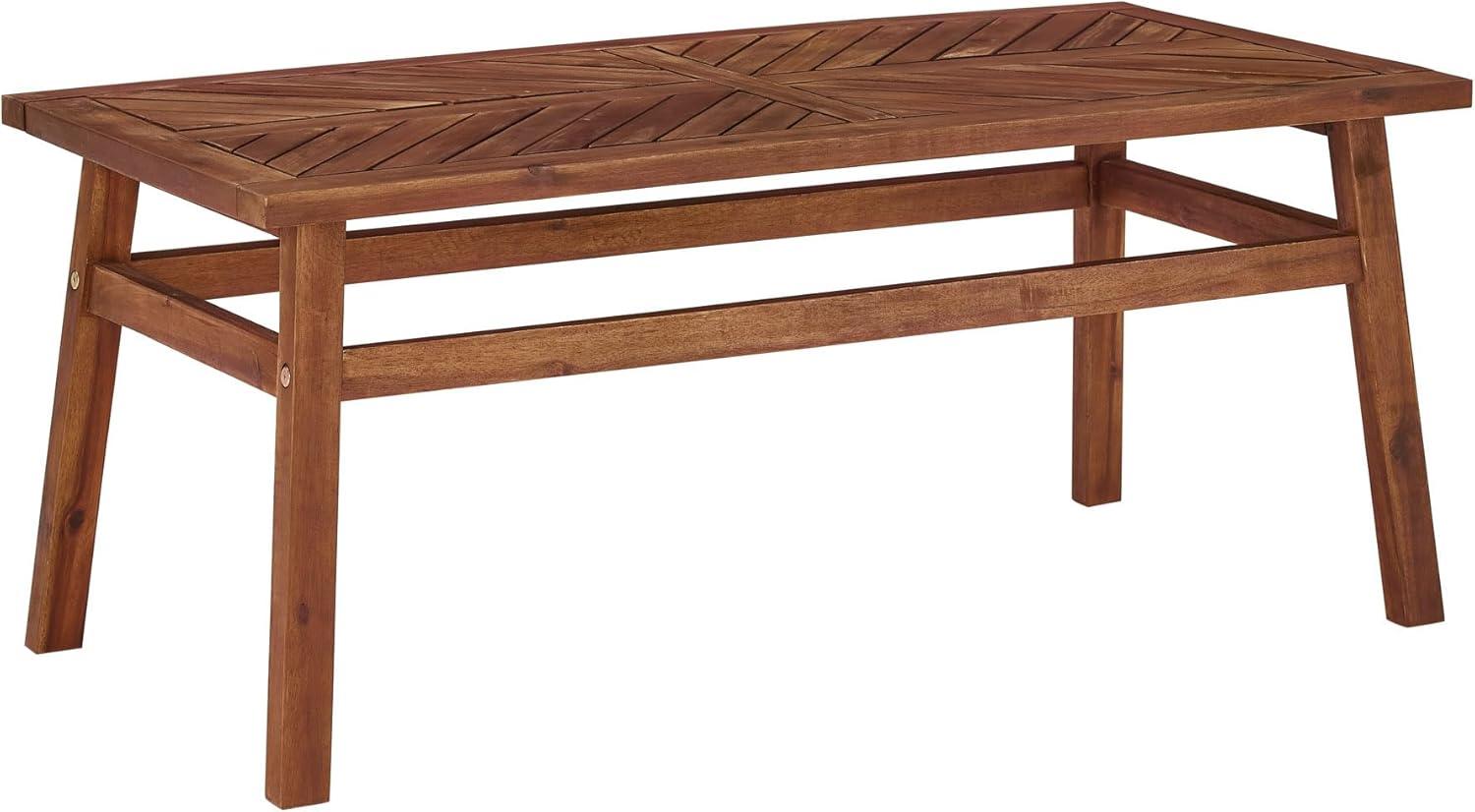 imageWalker Edison 3 Person Outdoor Patio Chevron Wood Dining Bench All Weather Backyard Conversation Garden Poolside Balcony 53 Inch BrownDark Brown