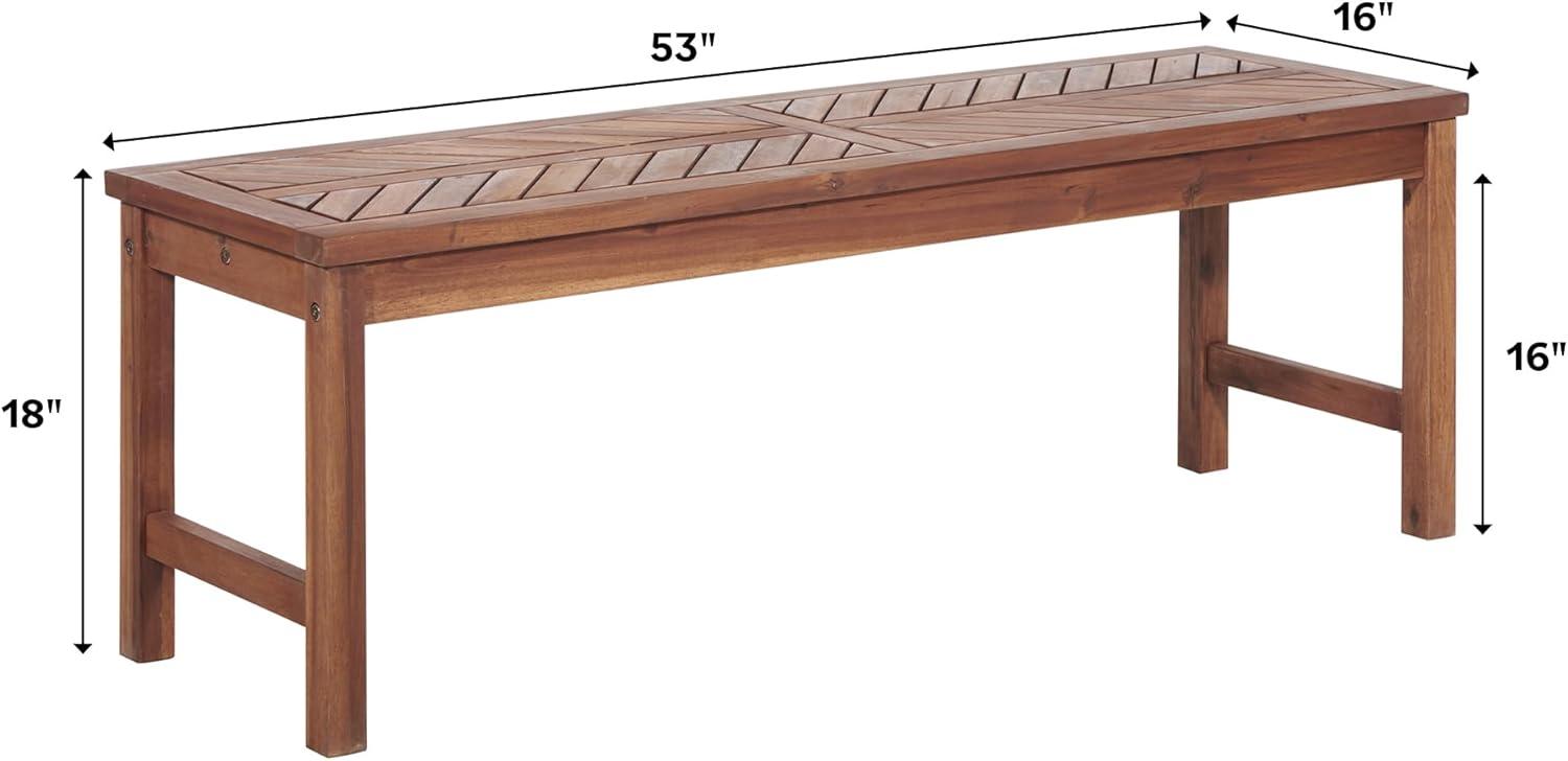 imageWalker Edison 3 Person Outdoor Patio Chevron Wood Dining Bench All Weather Backyard Conversation Garden Poolside Balcony 53 Inch BrownGrey