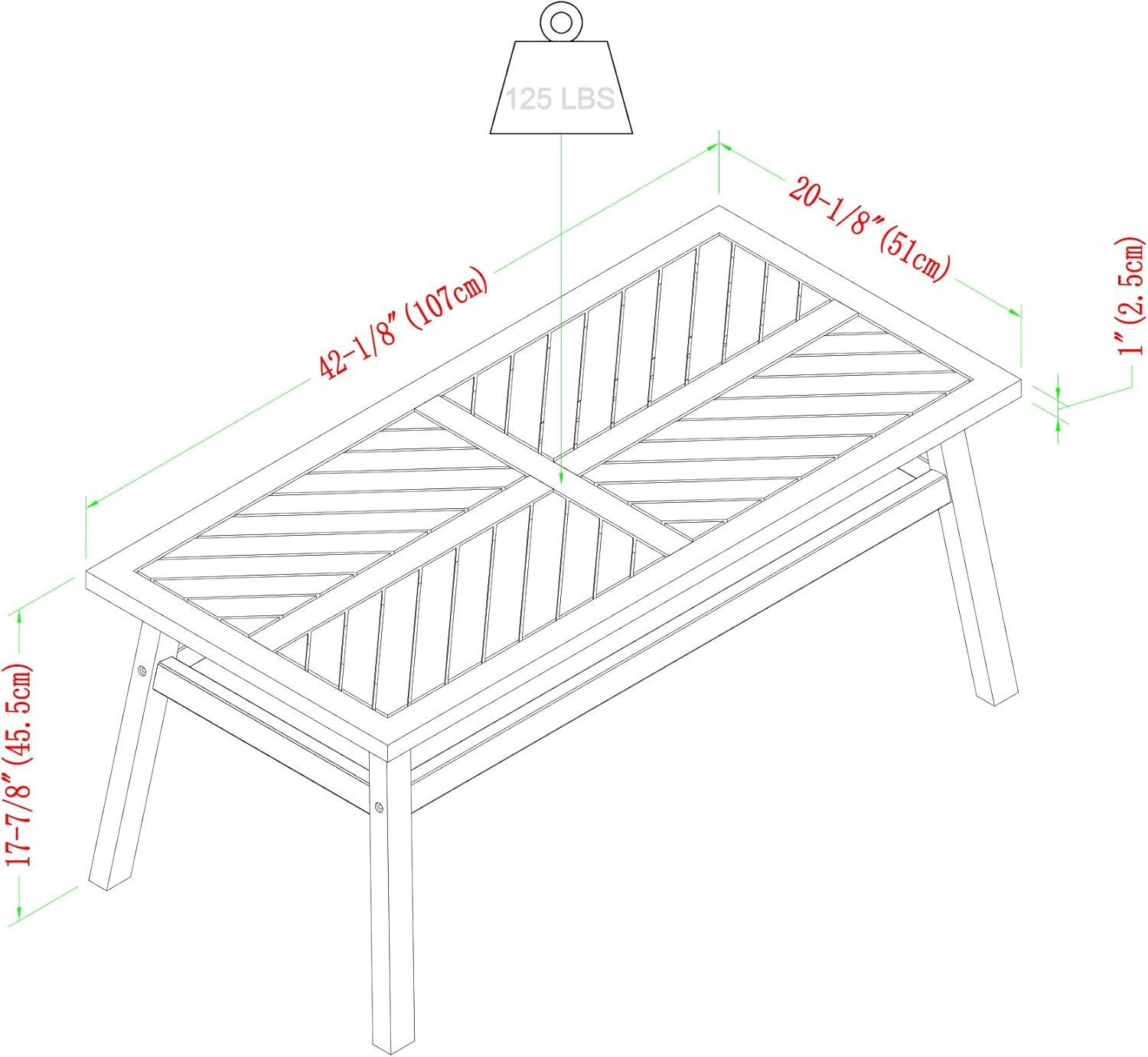 imageWalker Edison 3 Person Outdoor Patio Chevron Wood Dining Bench All Weather Backyard Conversation Garden Poolside Balcony 53 Inch BrownGrey