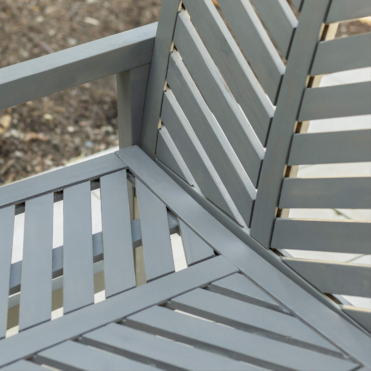 imageWalker Edison 3 Person Outdoor Patio Chevron Wood Dining Bench All Weather Backyard Conversation Garden Poolside Balcony 53 Inch BrownGrey