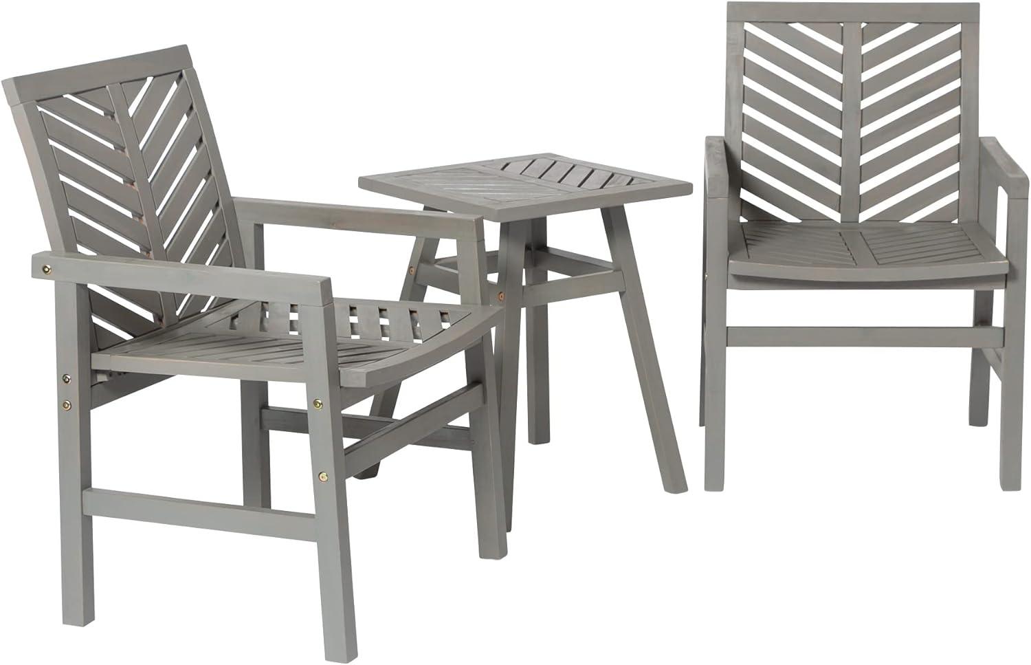 imageWalker Edison 3 Person Outdoor Patio Chevron Wood Dining Bench All Weather Backyard Conversation Garden Poolside Balcony 53 Inch BrownGrey