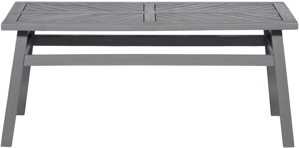 imageWalker Edison 3 Person Outdoor Patio Chevron Wood Dining Bench All Weather Backyard Conversation Garden Poolside Balcony 53 Inch BrownGrey