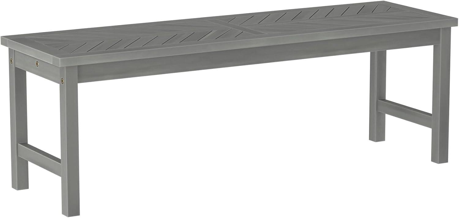 imageWalker Edison 3 Person Outdoor Patio Chevron Wood Dining Bench All Weather Backyard Conversation Garden Poolside Balcony 53 Inch BrownGrey