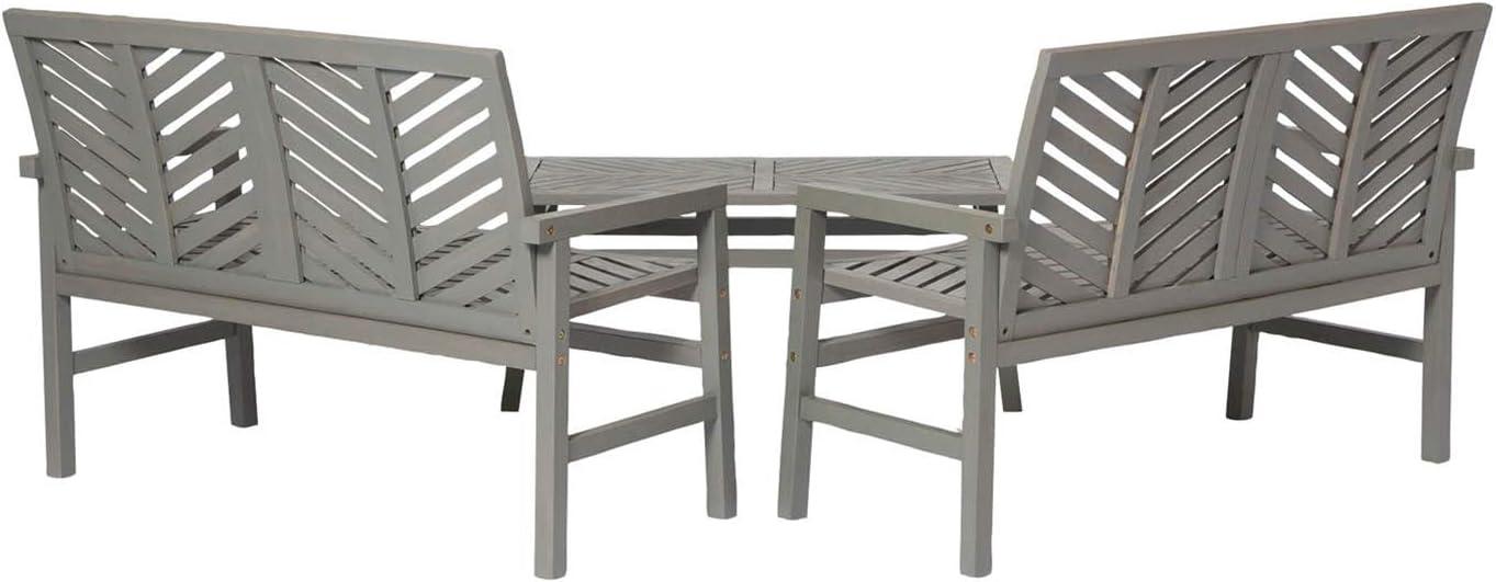 imageWalker Edison 3 Person Outdoor Patio Chevron Wood Dining Bench All Weather Backyard Conversation Garden Poolside Balcony 53 Inch BrownGrey