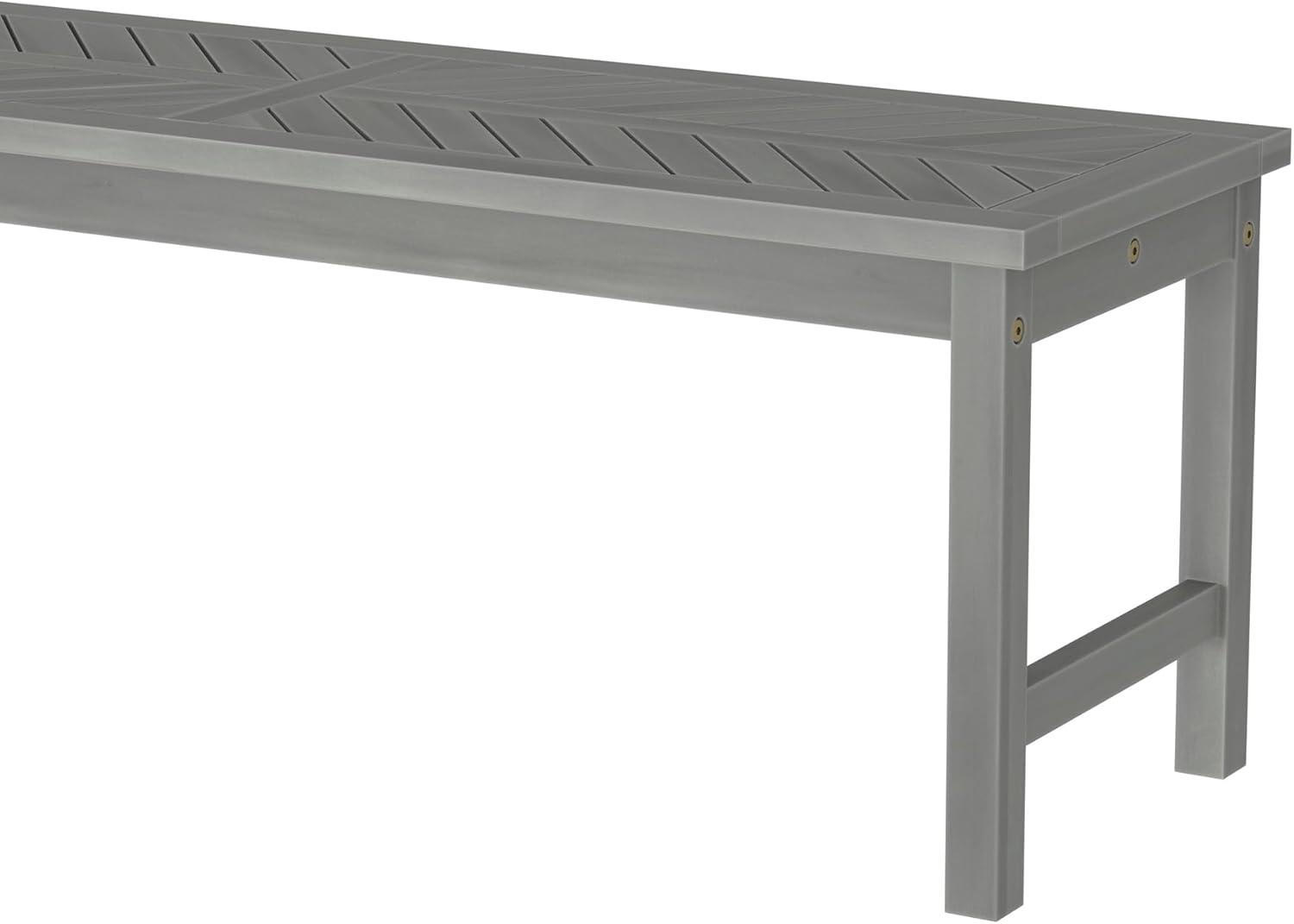 imageWalker Edison 3 Person Outdoor Patio Chevron Wood Dining Bench All Weather Backyard Conversation Garden Poolside Balcony 53 Inch BrownGrey