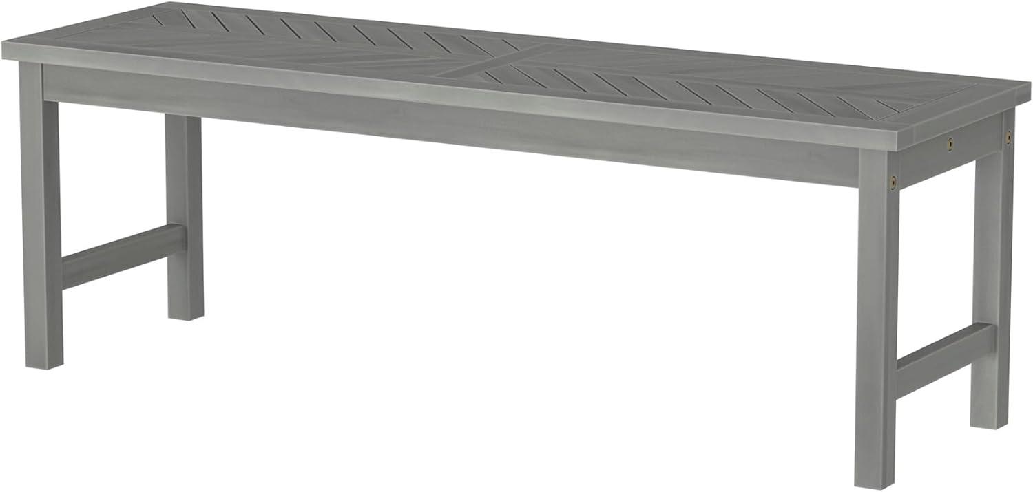 imageWalker Edison 3 Person Outdoor Patio Chevron Wood Dining Bench All Weather Backyard Conversation Garden Poolside Balcony 53 Inch BrownGrey