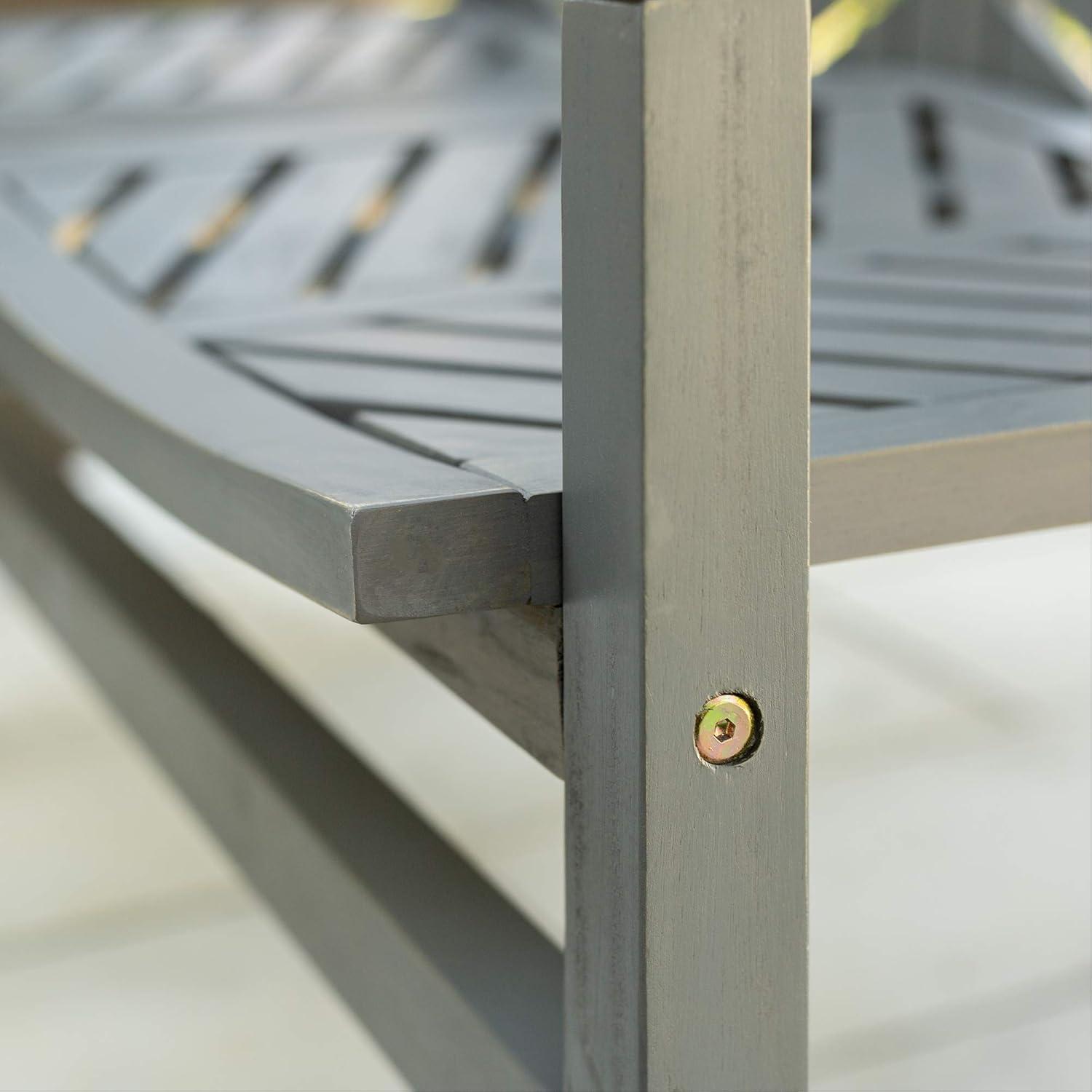 imageWalker Edison 3 Person Outdoor Patio Chevron Wood Dining Bench All Weather Backyard Conversation Garden Poolside Balcony 53 Inch BrownGrey