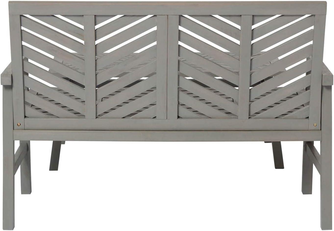 imageWalker Edison 3 Person Outdoor Patio Chevron Wood Dining Bench All Weather Backyard Conversation Garden Poolside Balcony 53 Inch BrownGrey