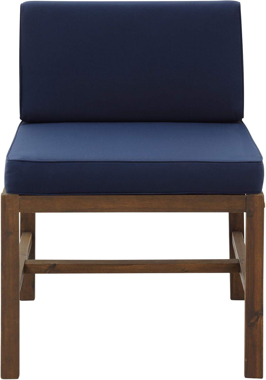 imageWalker Edison AZWSANCHDBBU Ravello Modular Outdoor Patio Side Chair Dark Brown with Navy Blue CushionsDark BrownNavy Blue