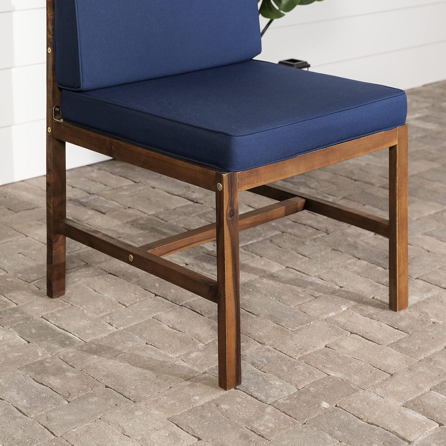imageWalker Edison AZWSANCHDBBU Ravello Modular Outdoor Patio Side Chair Dark Brown with Navy Blue CushionsDark BrownNavy Blue