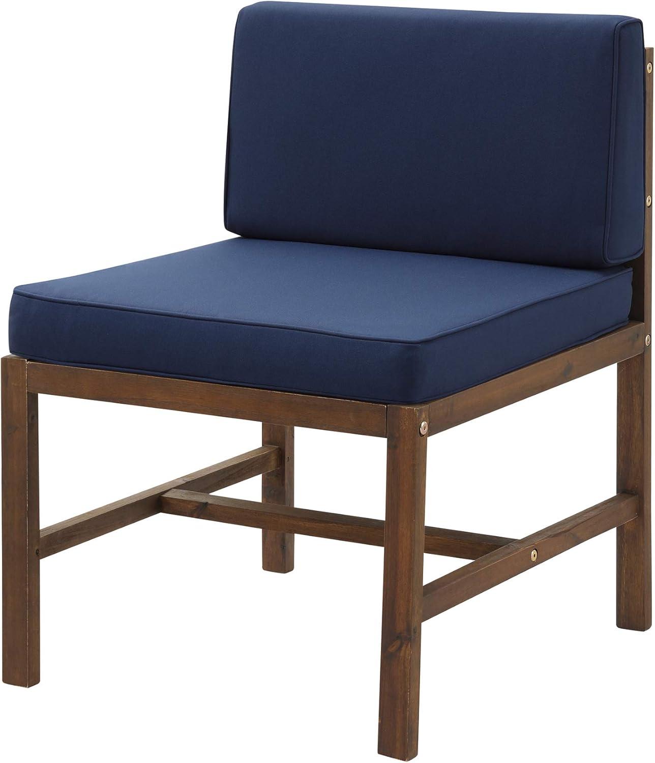 imageWalker Edison AZWSANCHDBBU Ravello Modular Outdoor Patio Side Chair Dark Brown with Navy Blue CushionsDark BrownNavy Blue