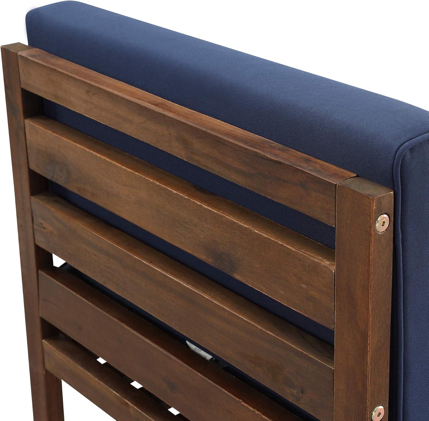 imageWalker Edison AZWSANCHDBBU Ravello Modular Outdoor Patio Side Chair Dark Brown with Navy Blue CushionsDark BrownNavy Blue