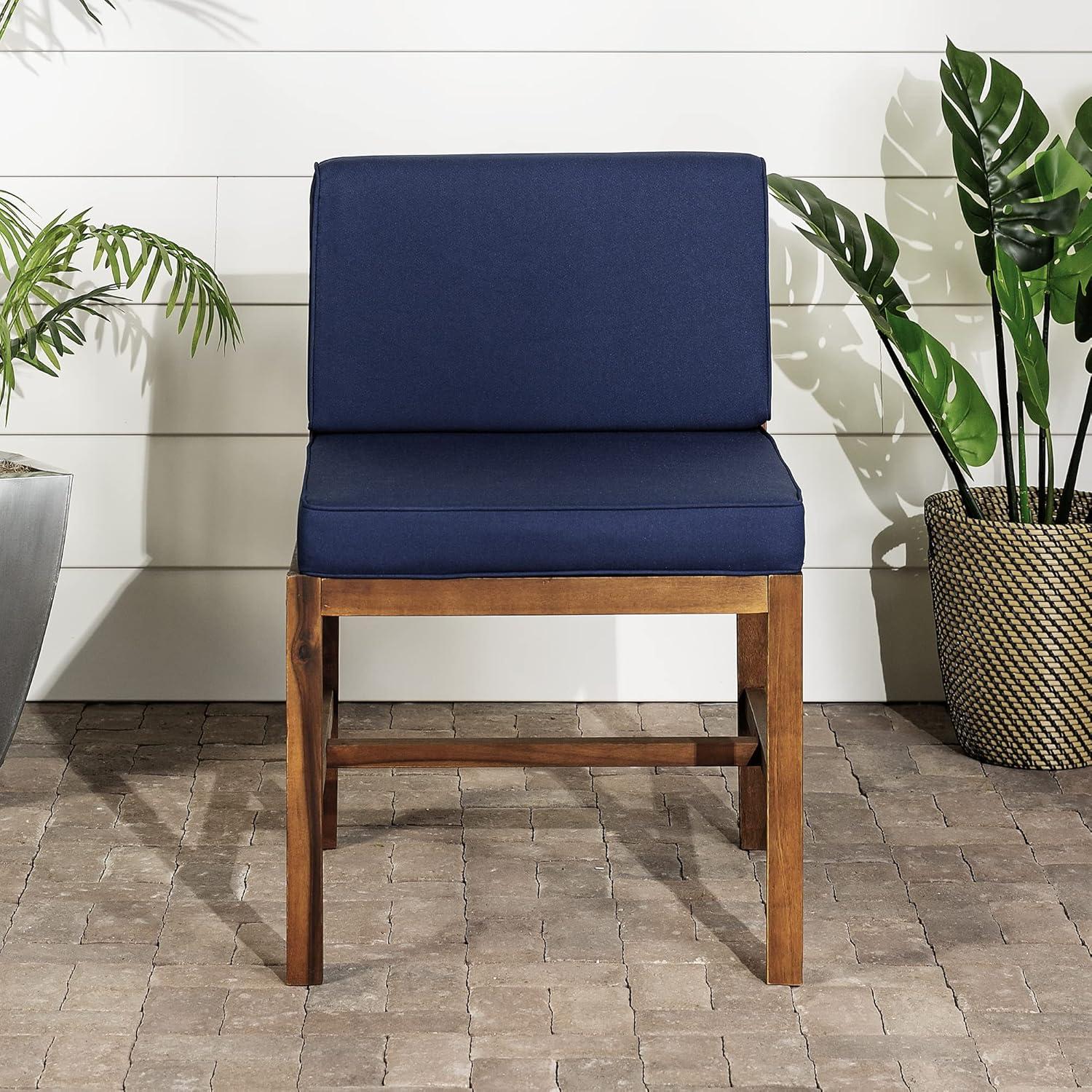 imageWalker Edison AZWSANCHDBBU Ravello Modular Outdoor Patio Side Chair Dark Brown with Navy Blue CushionsDark BrownNavy Blue
