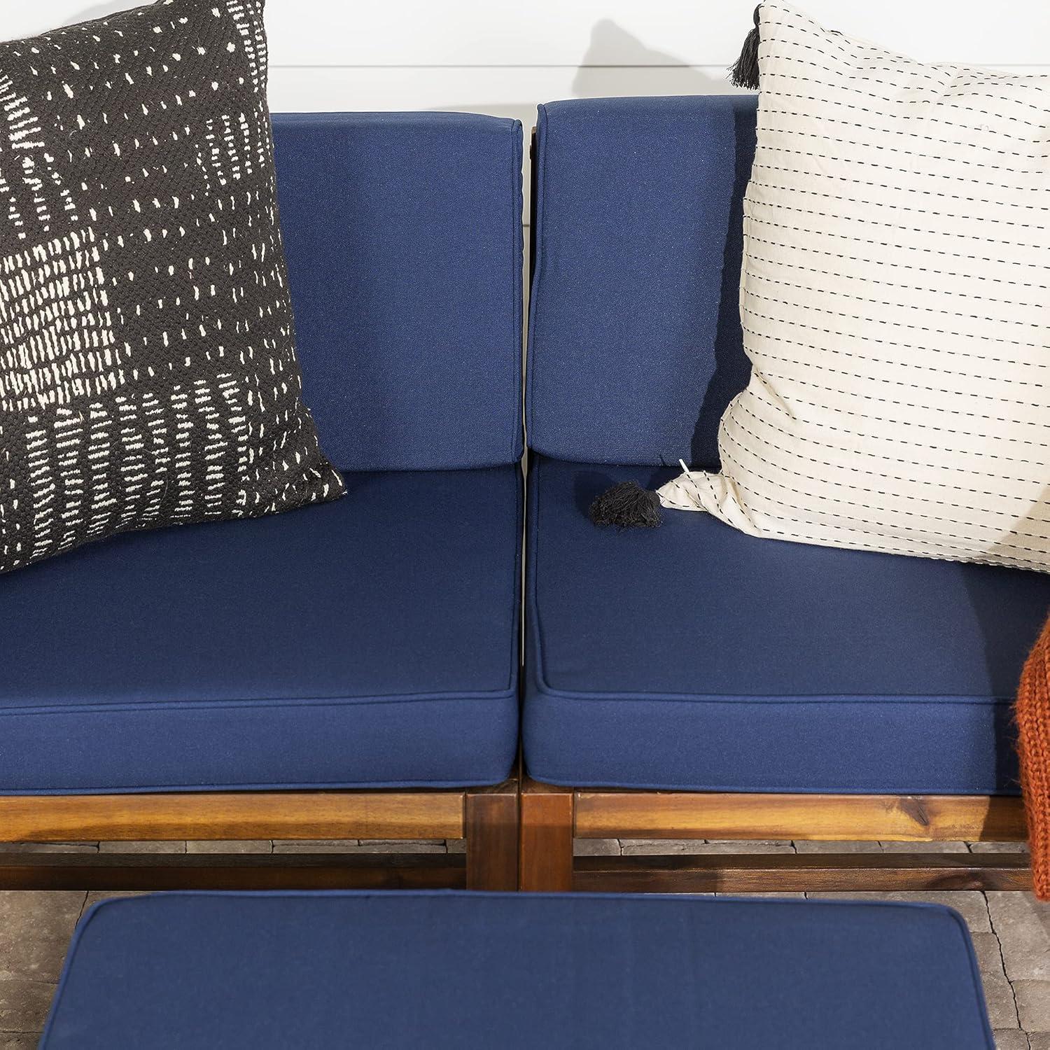 imageWalker Edison AZWSANCHDBBU Ravello Modular Outdoor Patio Side Chair Dark Brown with Navy Blue CushionsNavy Blue Dark Brown