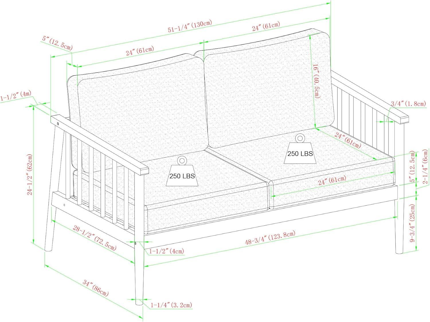 imageWalker Edison Dekian Modern Outdoor Spindle Style Double Lounge 51 Inch BrownBrown