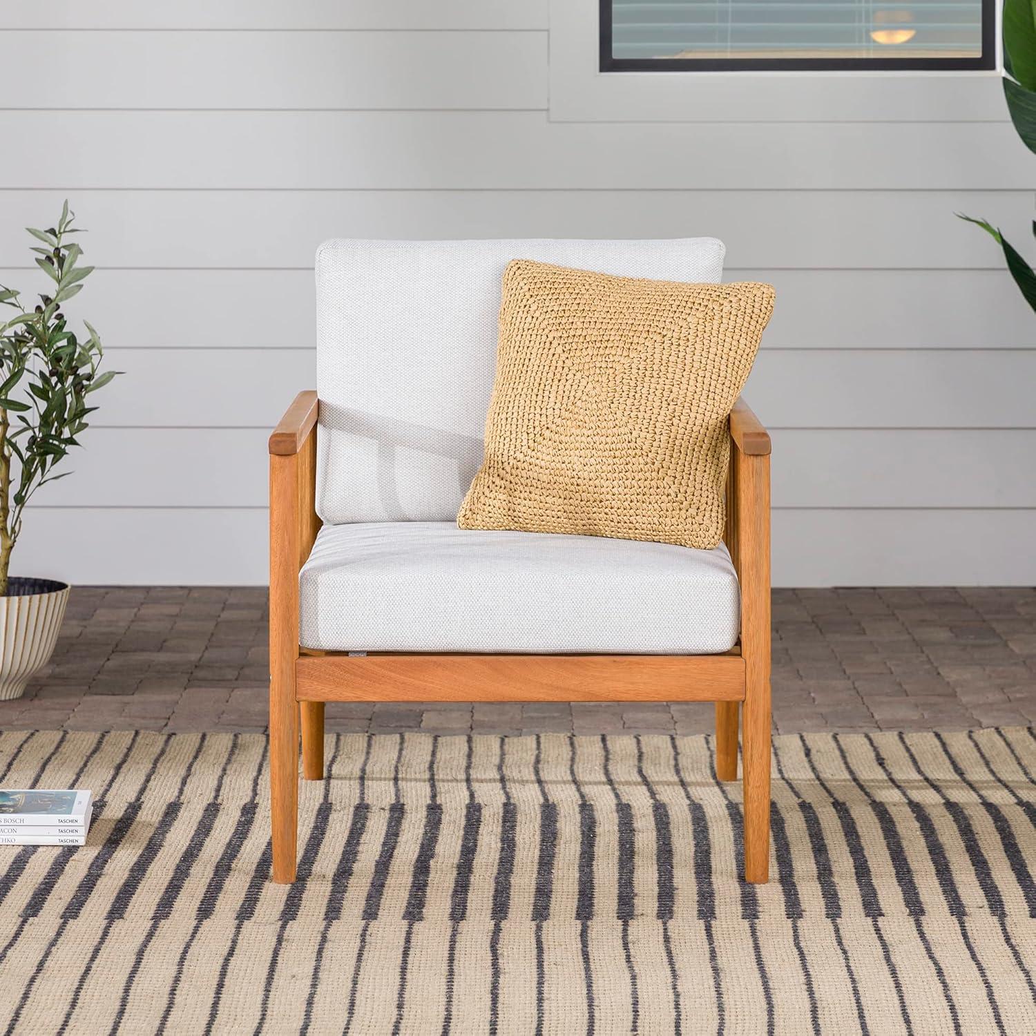 imageWalker Edison Dekian Modern Solid Eucalyptus Outdoor Spindle Style Single Lounge Chair 33 Inch NaturalBrown