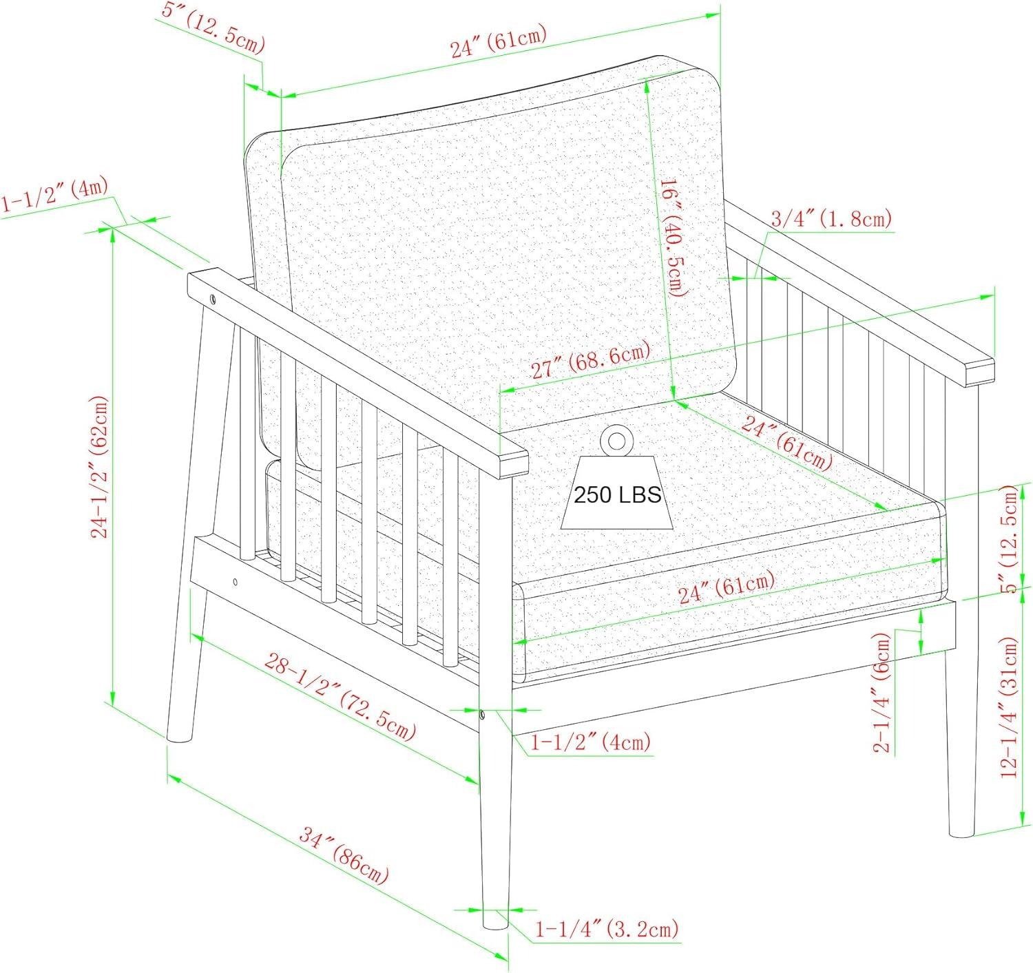 imageWalker Edison Dekian Modern Solid Eucalyptus Outdoor Spindle Style Single Lounge Chair 33 Inch NaturalBrown