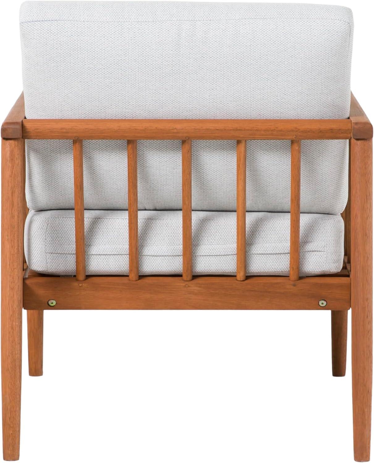 imageWalker Edison Dekian Modern Solid Eucalyptus Outdoor Spindle Style Single Lounge Chair 33 Inch NaturalBrown