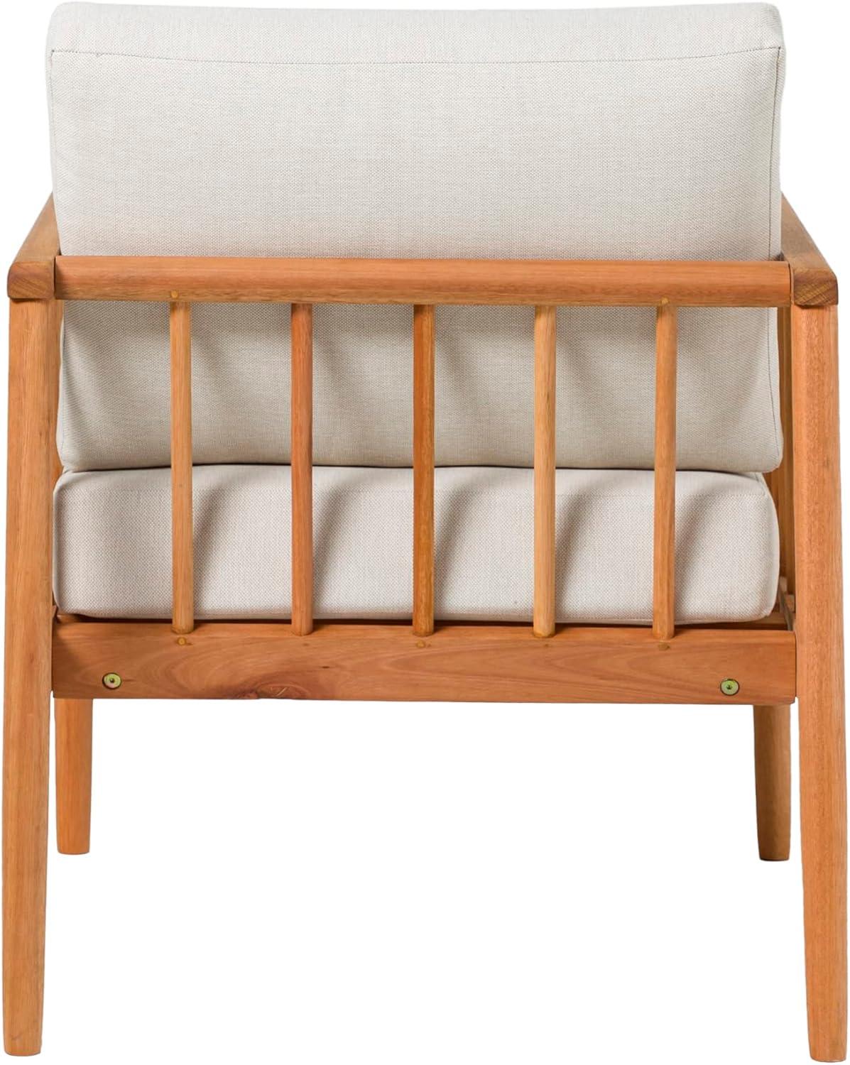 imageWalker Edison Dekian Modern Solid Eucalyptus Outdoor Spindle Style Single Lounge Chair 33 Inch NaturalNatural