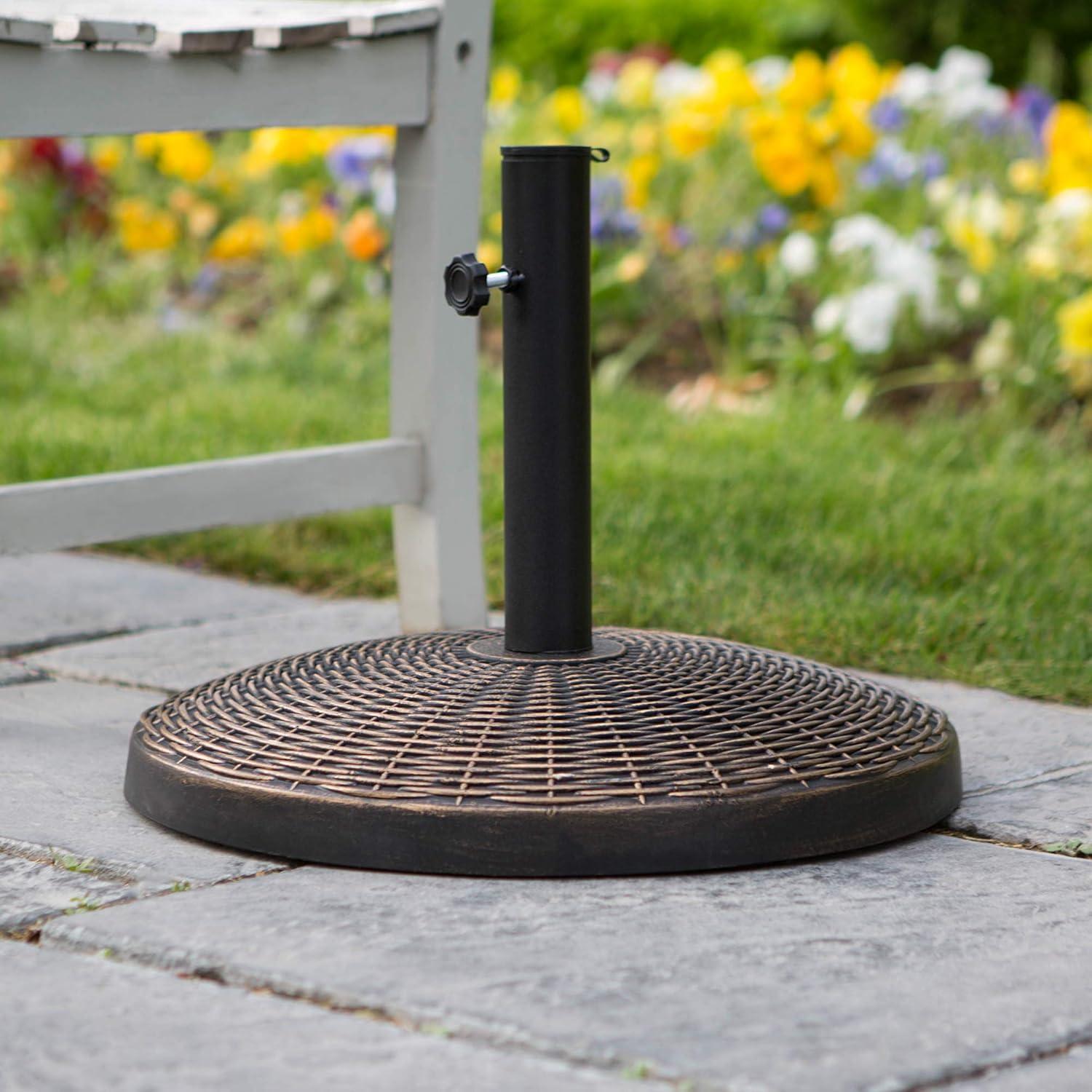 imageWalker Edison Mari Modern Polyresin Square Umbrella Stand with Metal Design 18 Inch BlackBronze