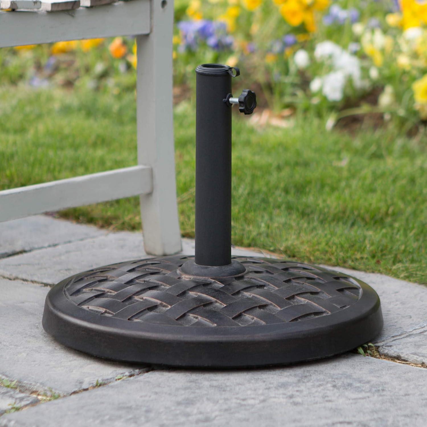 imageWalker Edison Mari Modern Polyresin Square Umbrella Stand with Metal Design 18 Inch BlackBronze