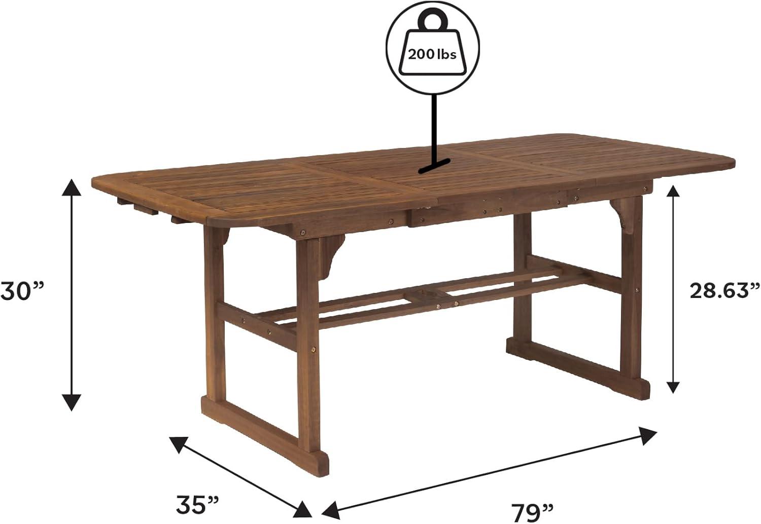 imageWalker Edison Maui Modern Solid Acacia Wood Slatted Patio Dining Table 78 Inch Dark BrownDark Brown