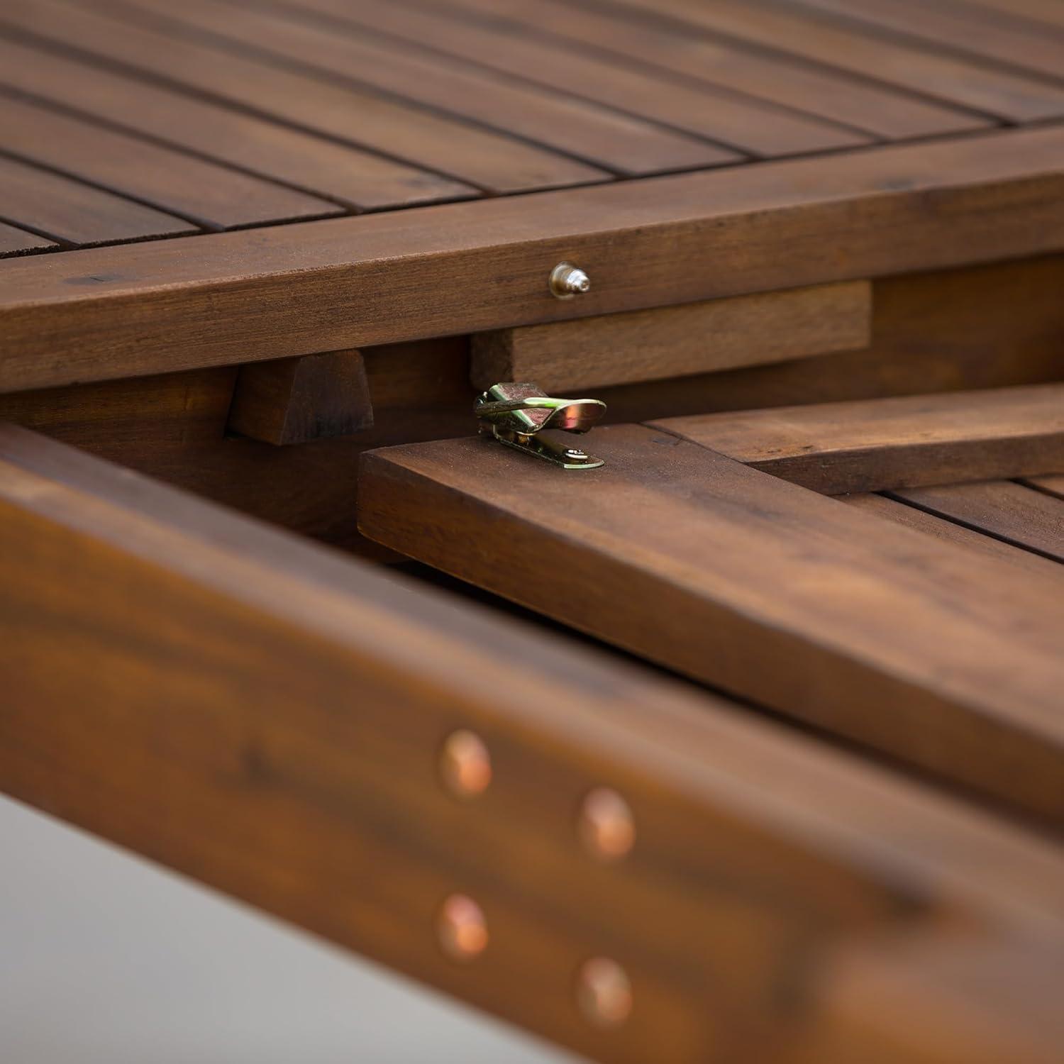 imageWalker Edison Maui Modern Solid Acacia Wood Slatted Patio Dining Table 78 Inch Dark BrownDark Brown