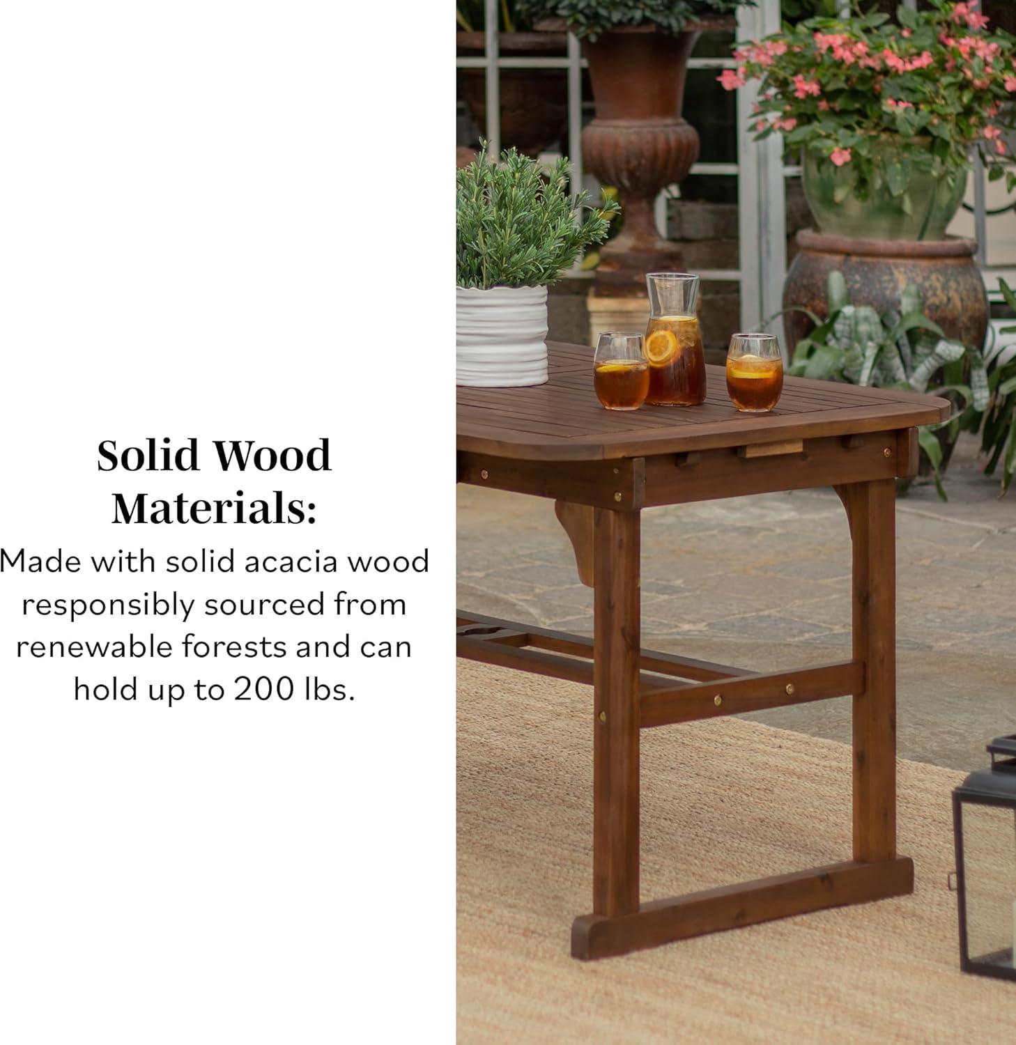 imageWalker Edison Maui Modern Solid Acacia Wood Slatted Patio Dining Table 78 Inch Dark BrownDark Brown