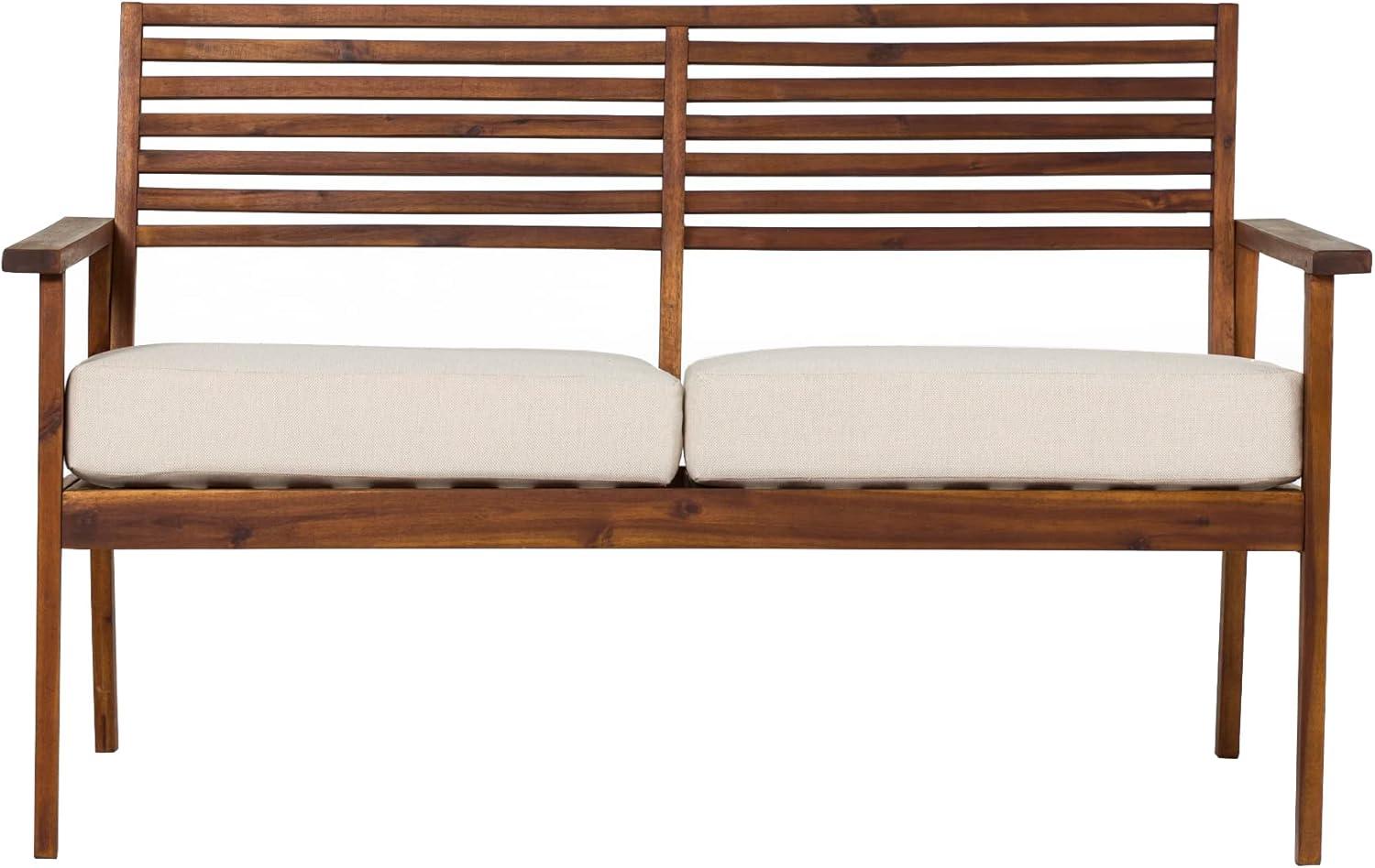 imageWalker Edison Modern Cushioned Solid Acacia Wood LoveseatDark Brown