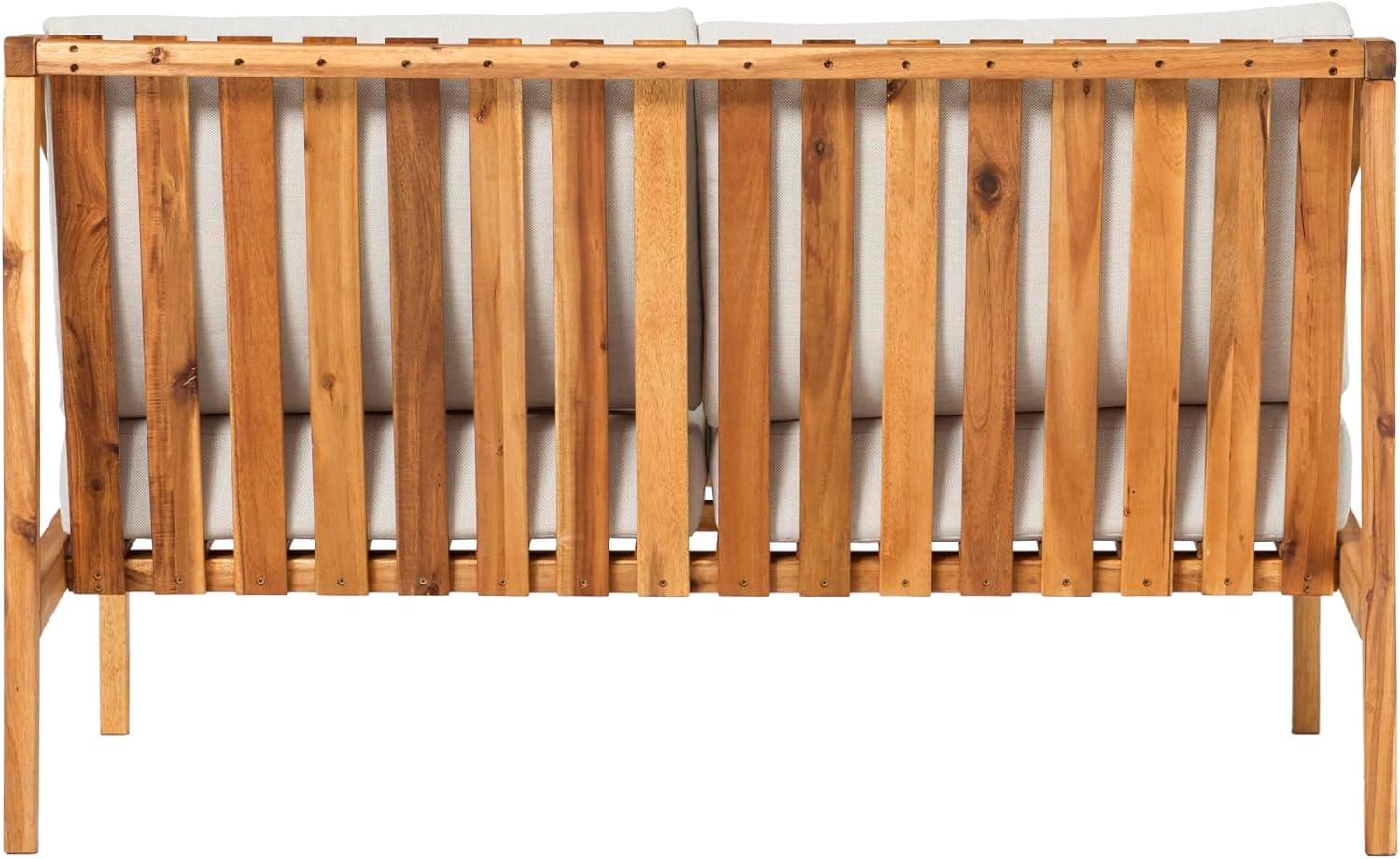 imageWalker Edison Modern Solid Wood CurvedArm Cushioned Outdoor Loveseat 50 Inch NaturalNatural